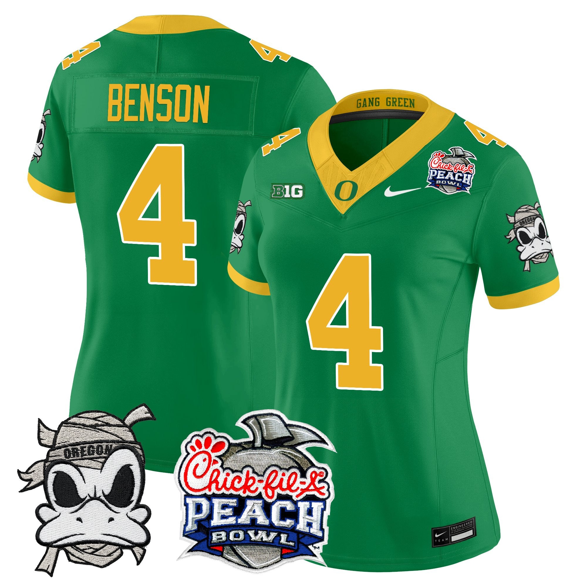 Women's Oregon Ducks "Mummy Duck" Vapor Limited Jersey - 2026 Peach Bowl Patch - All Stitched