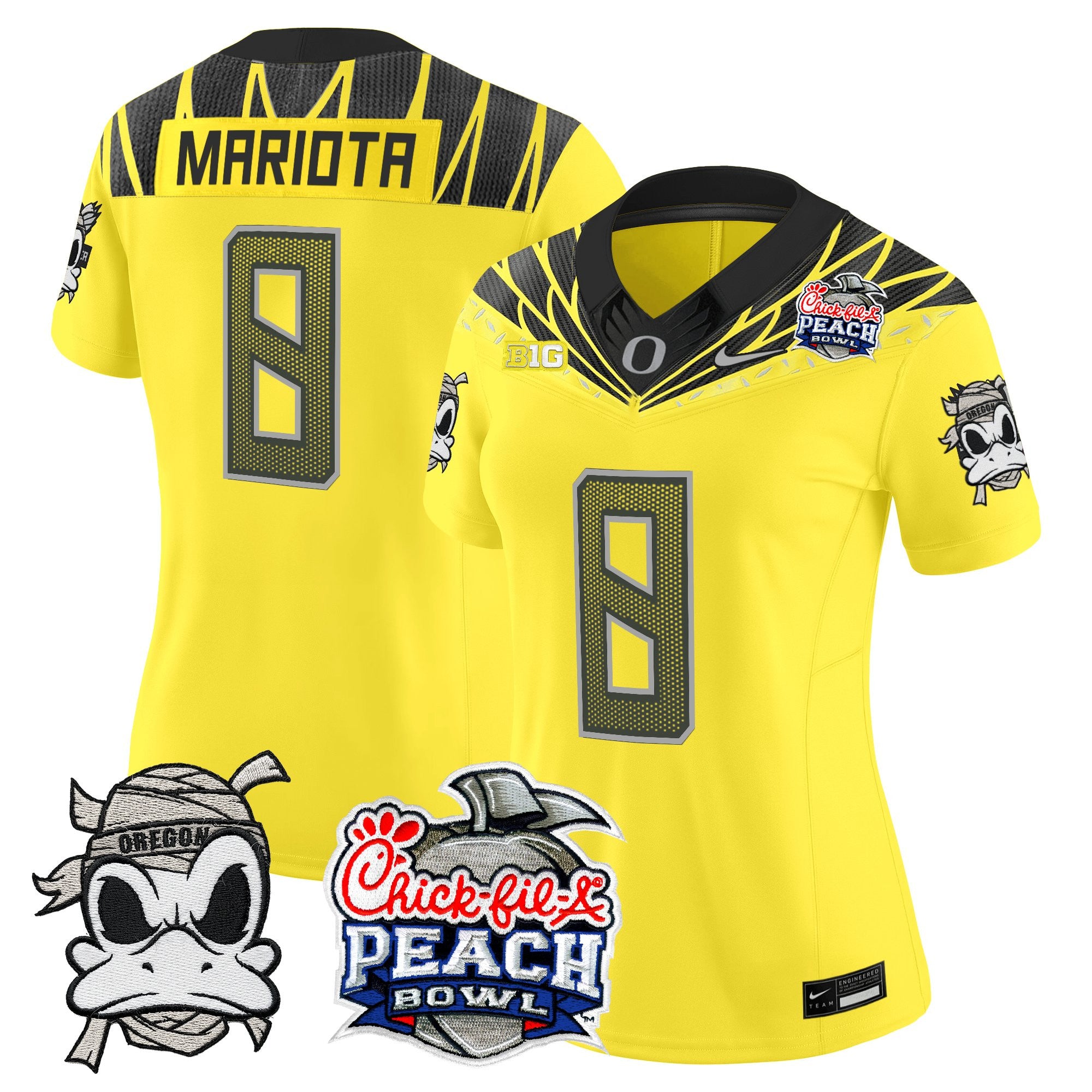 Women's Oregon Ducks "Mummy Duck" Vapor Limited Jersey - 2026 Peach Bowl Patch - All Stitched