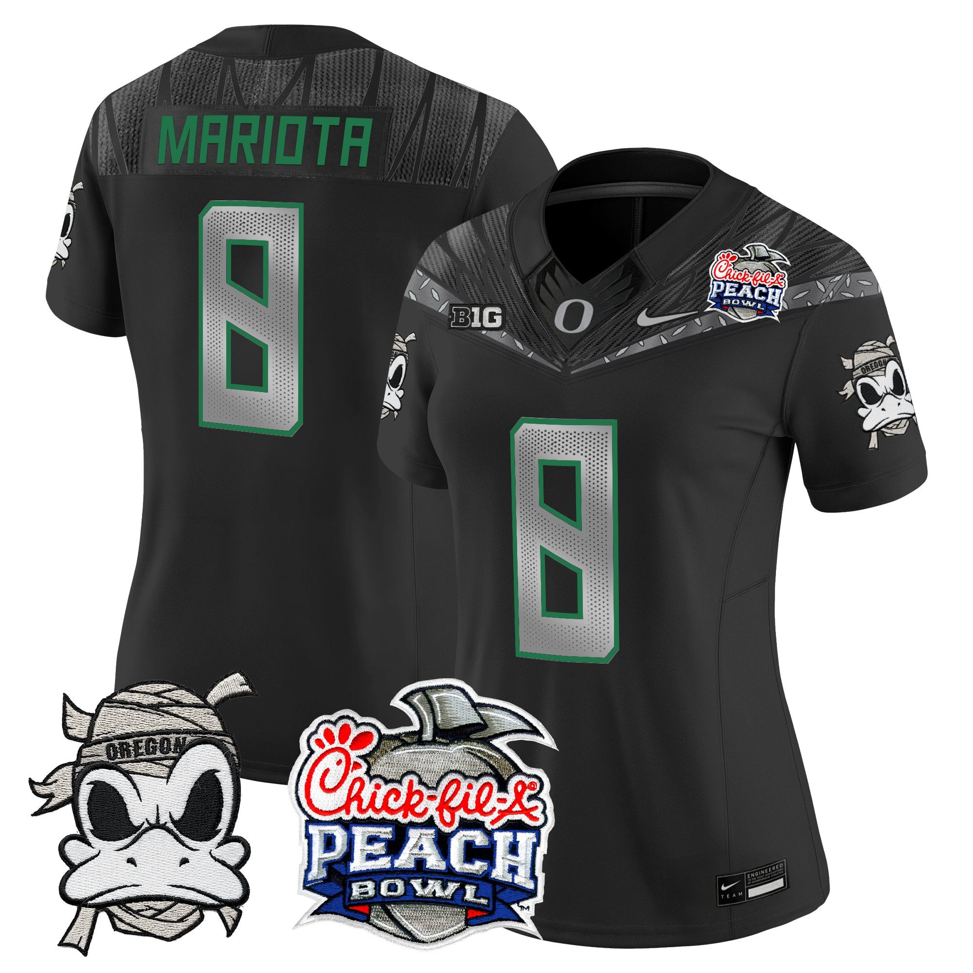 Women's Oregon Ducks "Mummy Duck" Vapor Limited Jersey - 2026 Peach Bowl Patch - All Stitched