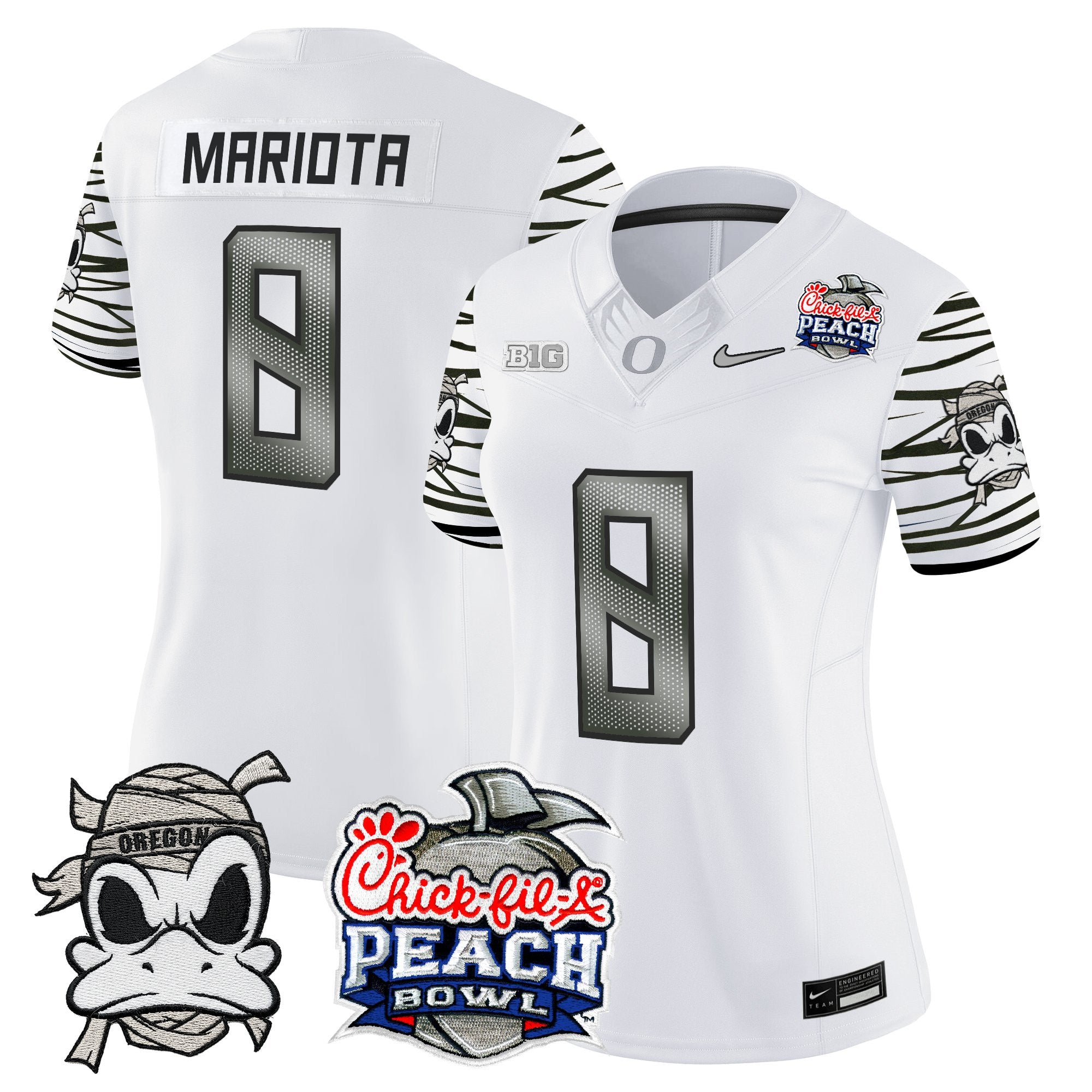 Women's Oregon Ducks "Mummy Duck" Vapor Limited Jersey - 2026 Peach Bowl Patch - All Stitched
