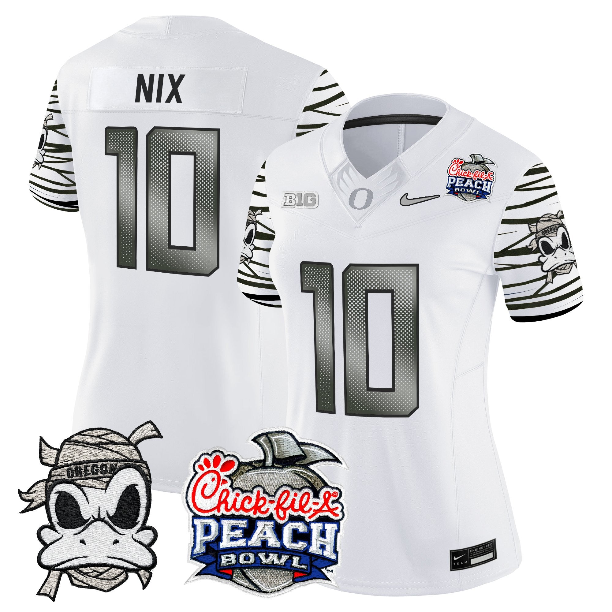 Women's Oregon Ducks "Mummy Duck" Vapor Limited Jersey - 2026 Peach Bowl Patch - All Stitched