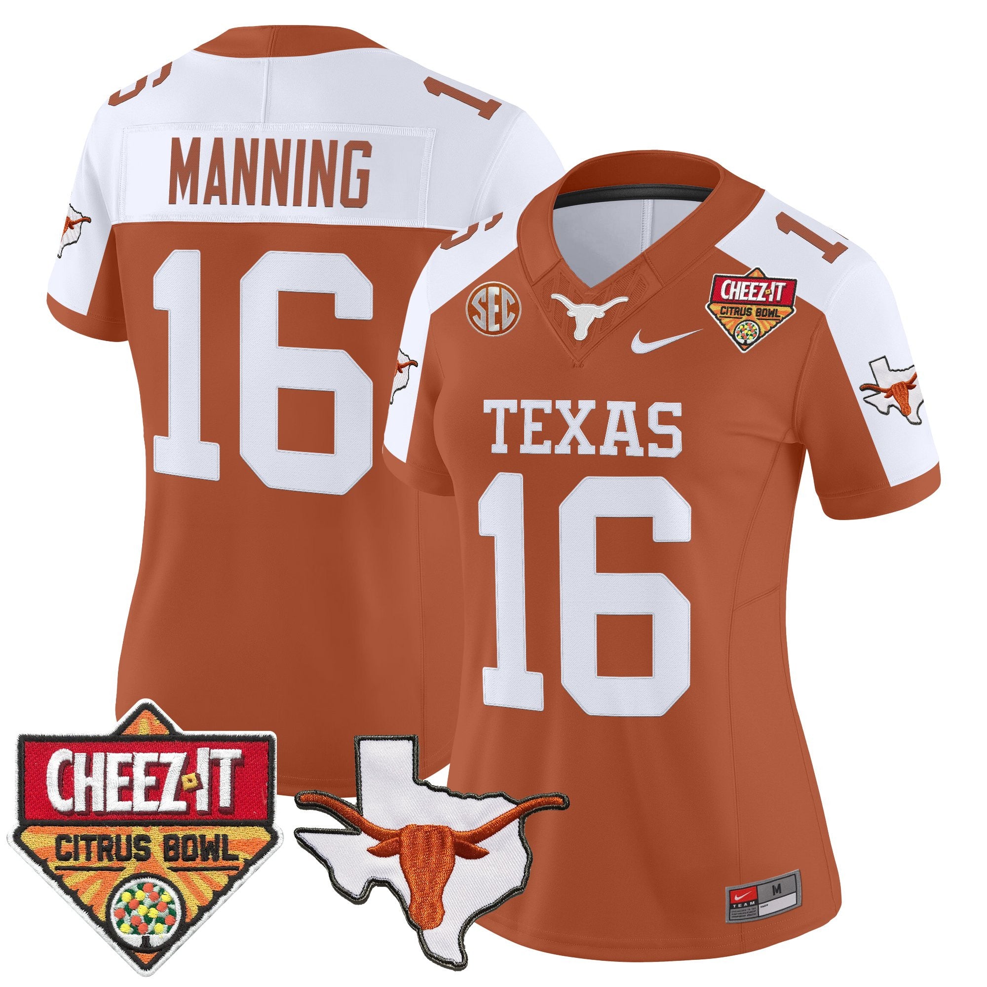 Women's Texas Longhorns 2025 Cheez-It Citrus Bowl Patch Vapor Limited Jersey - All Stitched