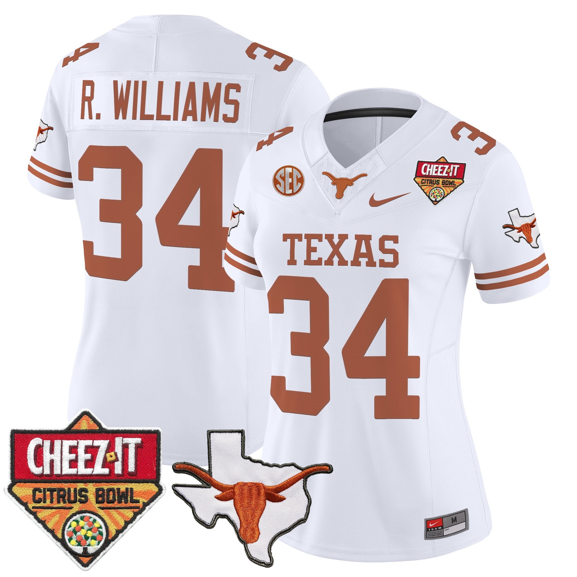 Women's Texas Longhorns 2025 Cheez-It Citrus Bowl Patch Vapor Limited Jersey - All Stitched