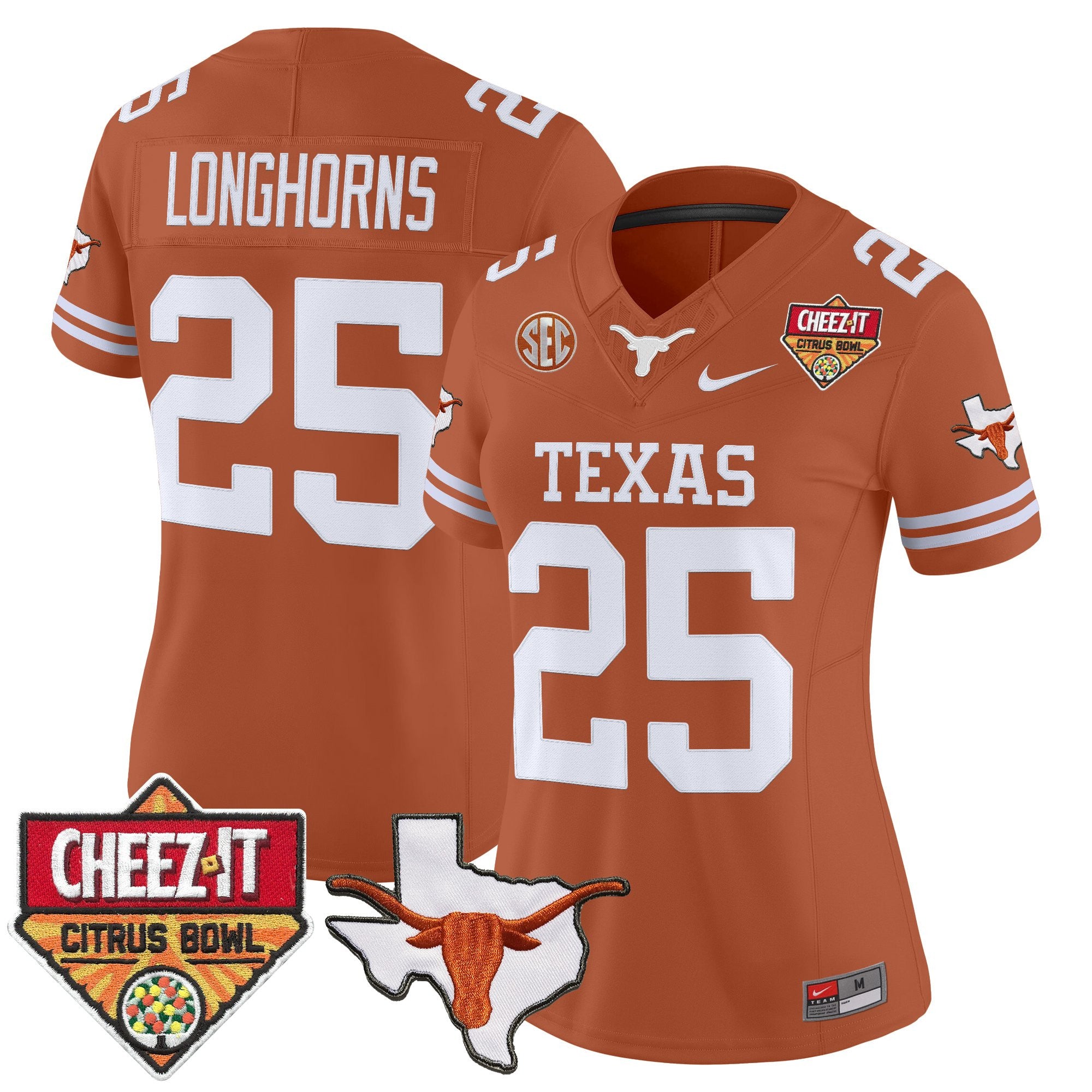 Women's Texas Longhorns 2025 Cheez-It Citrus Bowl Patch Vapor Limited Jersey - All Stitched