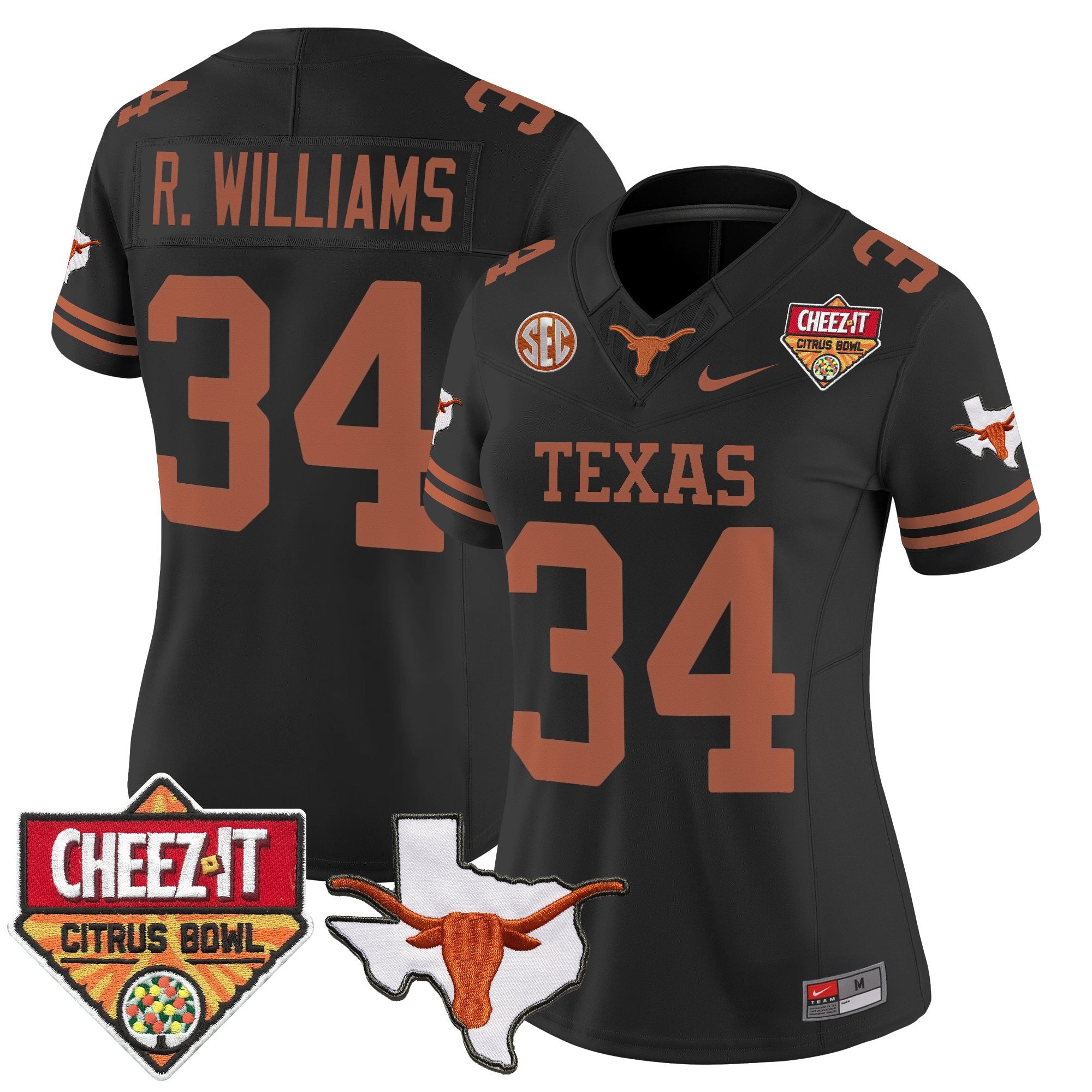 Women's Texas Longhorns 2025 Cheez-It Citrus Bowl Patch Vapor Limited Jersey - All Stitched