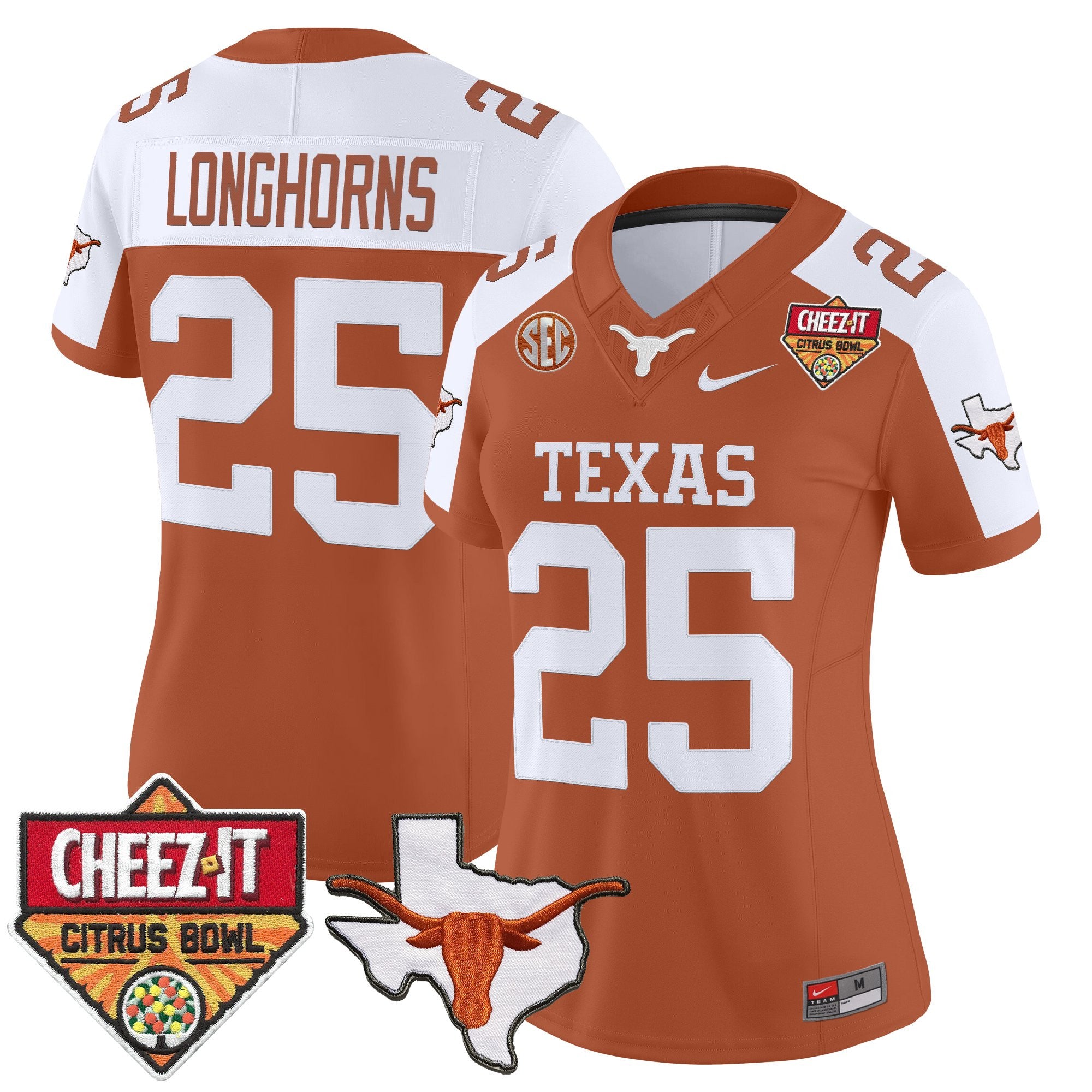 Women's Texas Longhorns 2025 Cheez-It Citrus Bowl Patch Vapor Limited Jersey - All Stitched