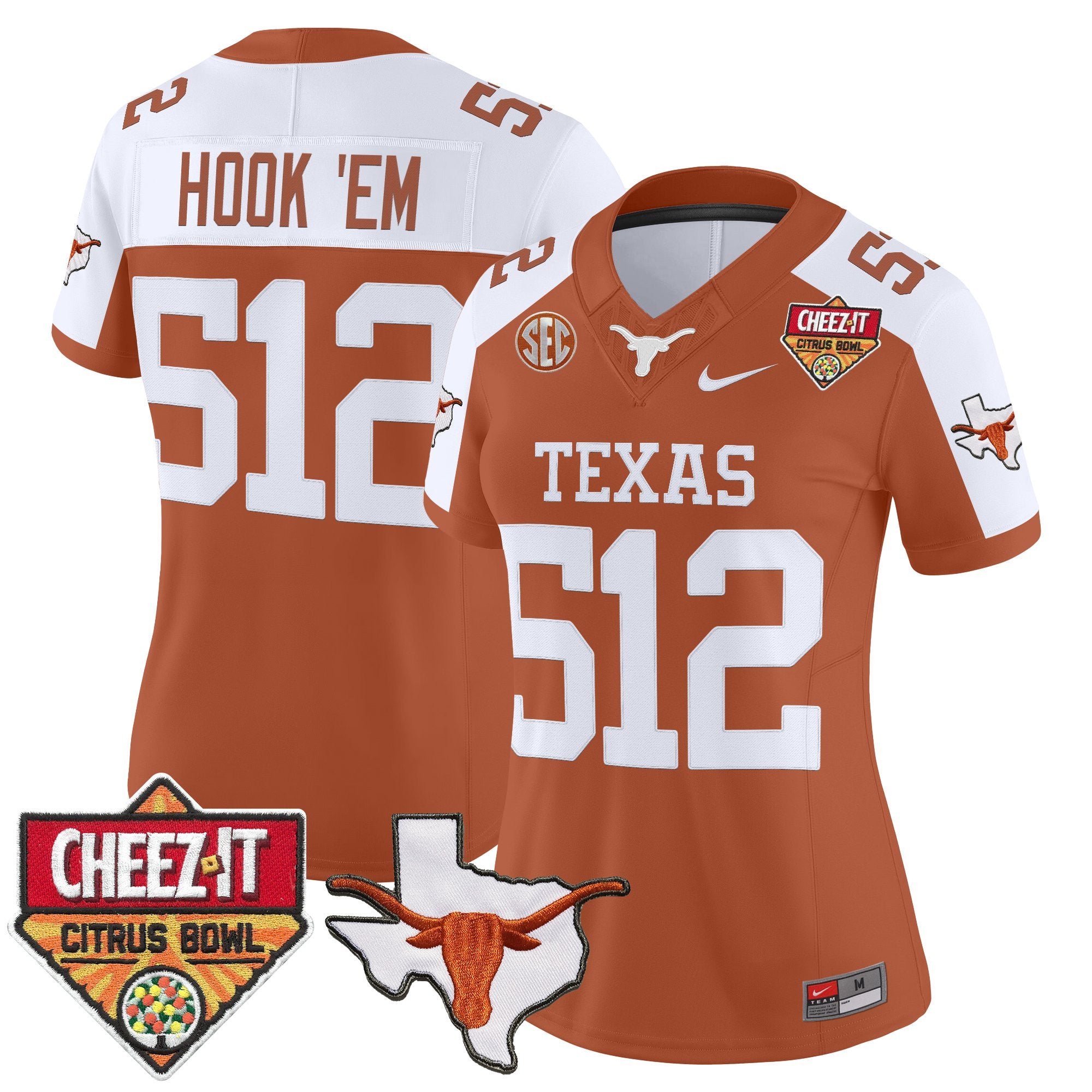 Women's Texas Longhorns 2025 Cheez-It Citrus Bowl Patch Vapor Limited Jersey - All Stitched