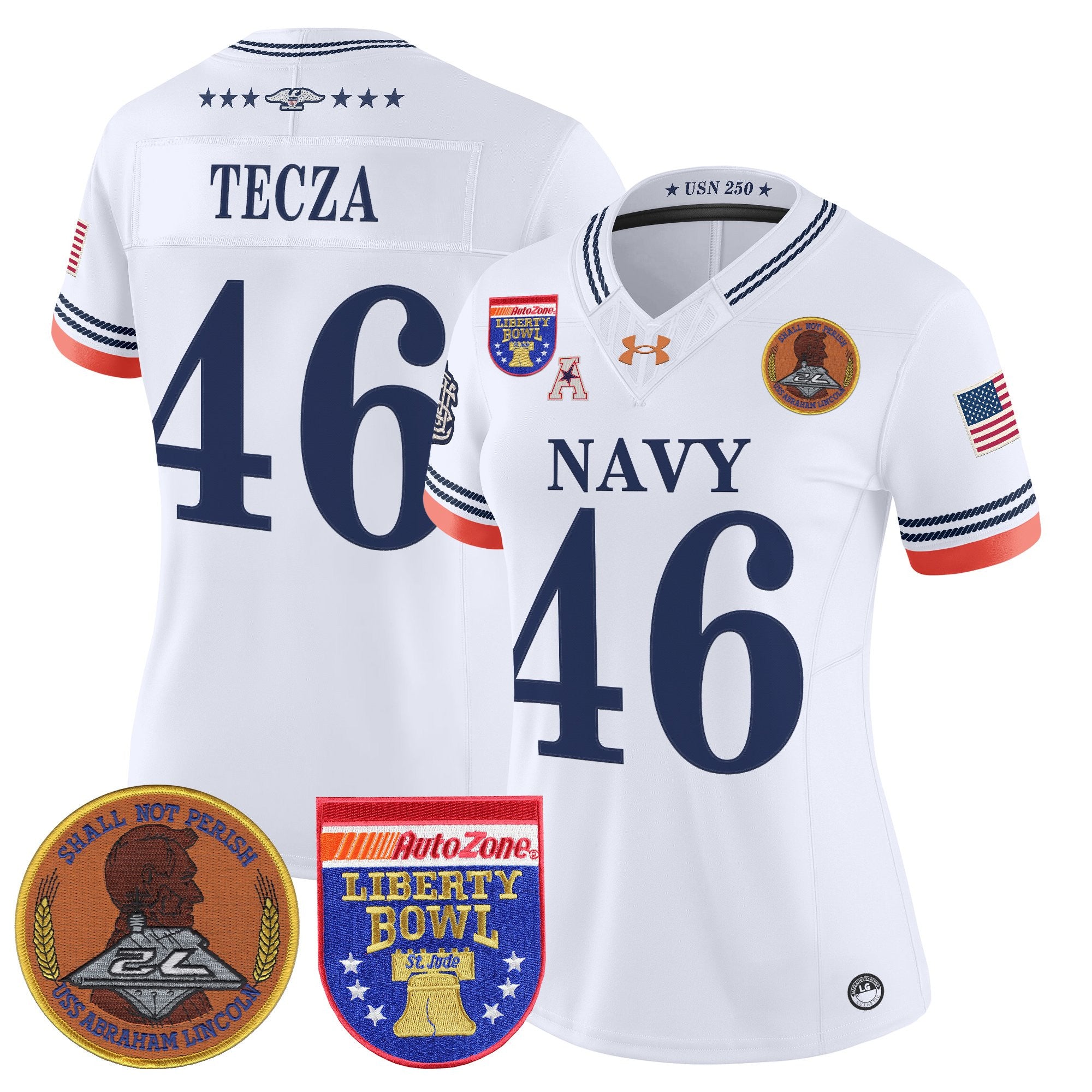 Women's Navy Midshipmen 250th Anniversary Vapor Limited Jersey - 2026 Liberty Bowl Patch - Stitched