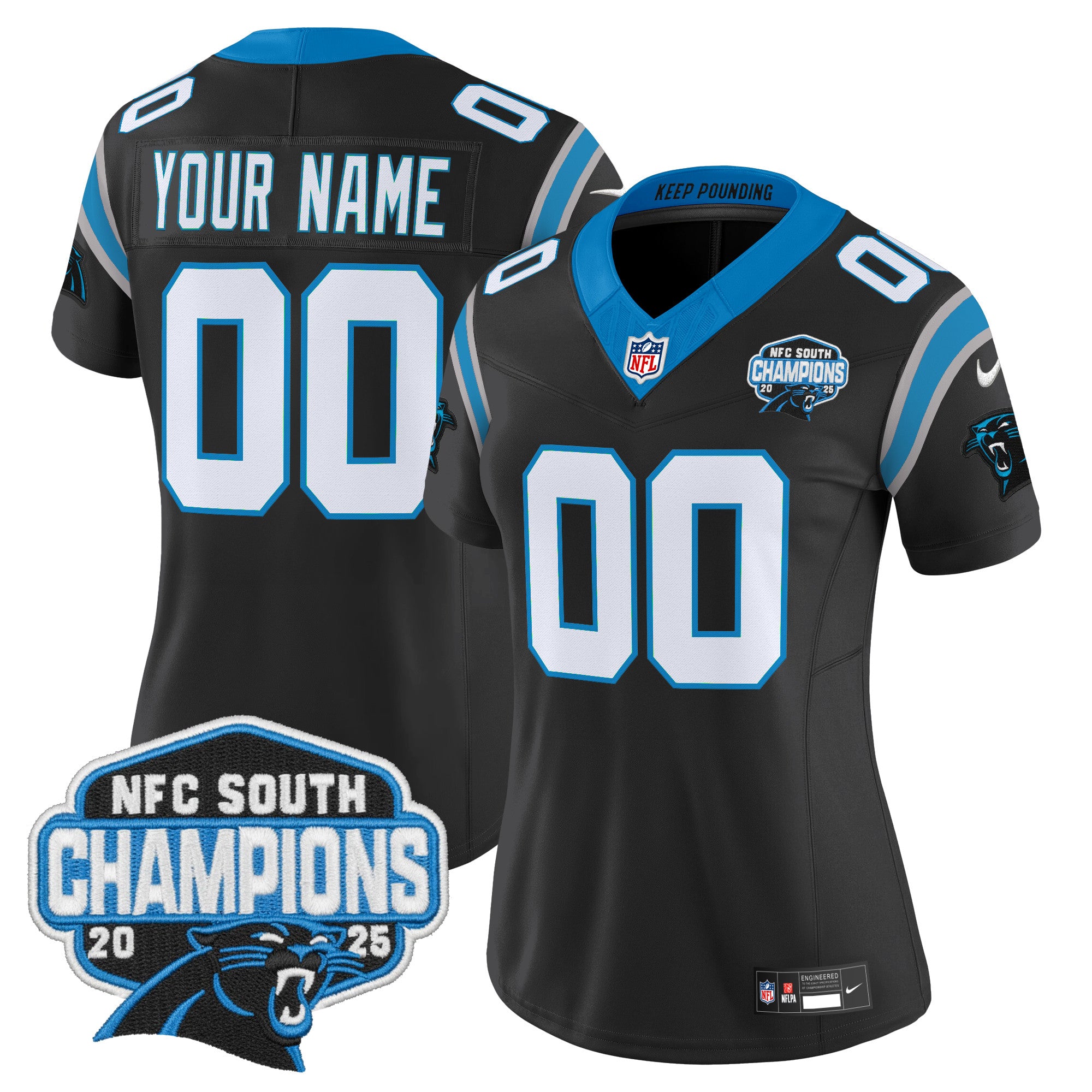 Carolina Panthers 2025 NFC South Division Champions Vapor Limited Custom Jersey - All Stitched