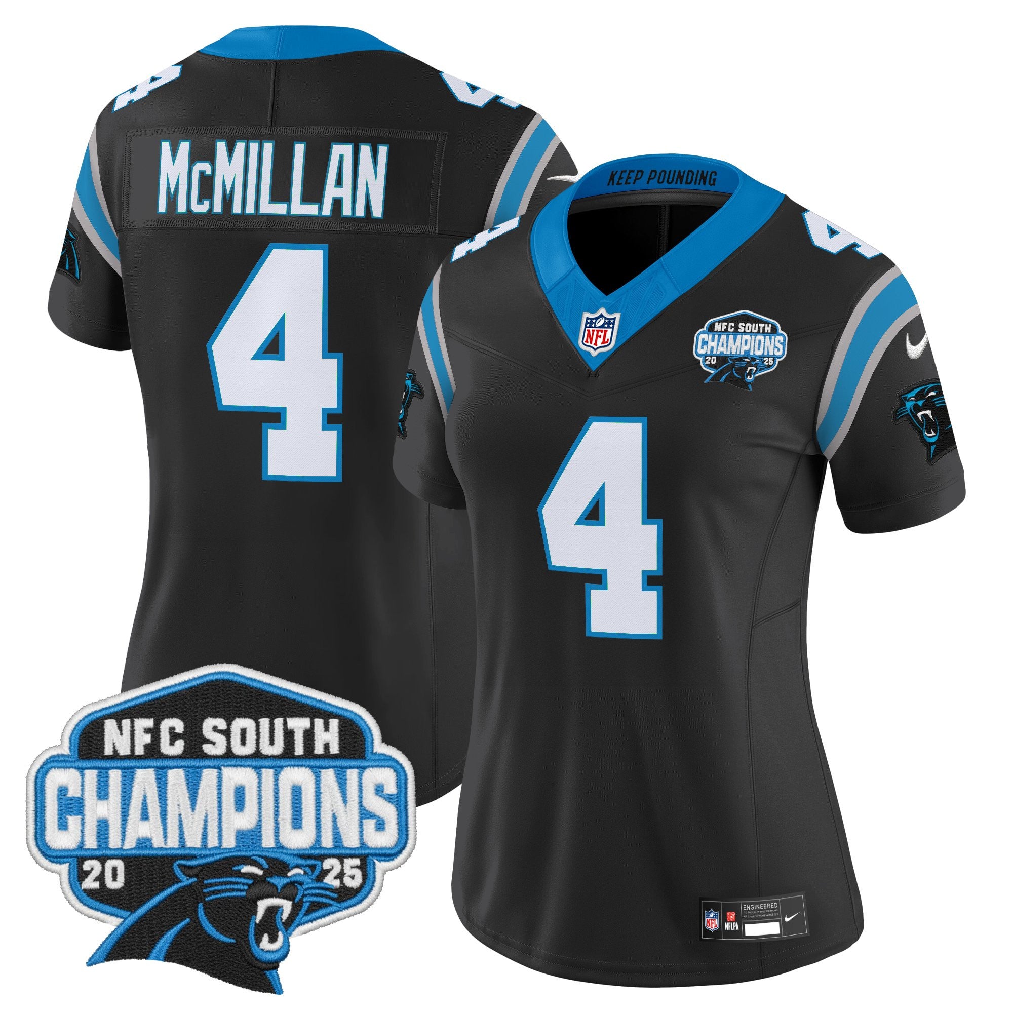 Women's Carolina Panthers 2025 NFC South Division Champions Vapor Limited Jersey - All Stitched