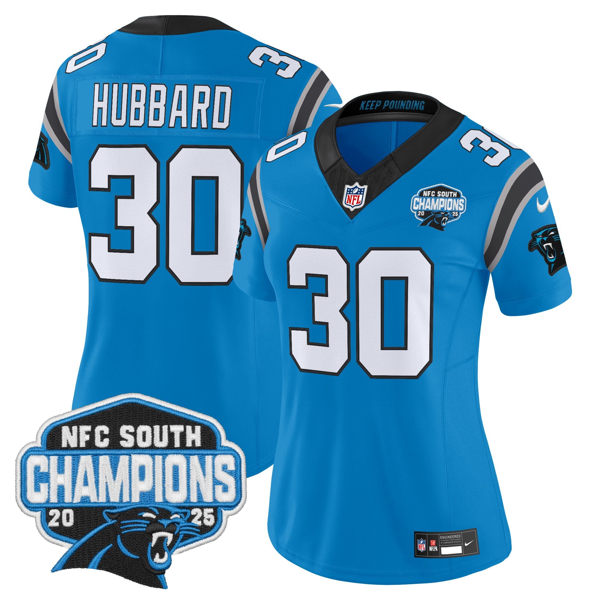 Women's Carolina Panthers 2025 NFC South Division Champions Vapor Limited Jersey - All Stitched