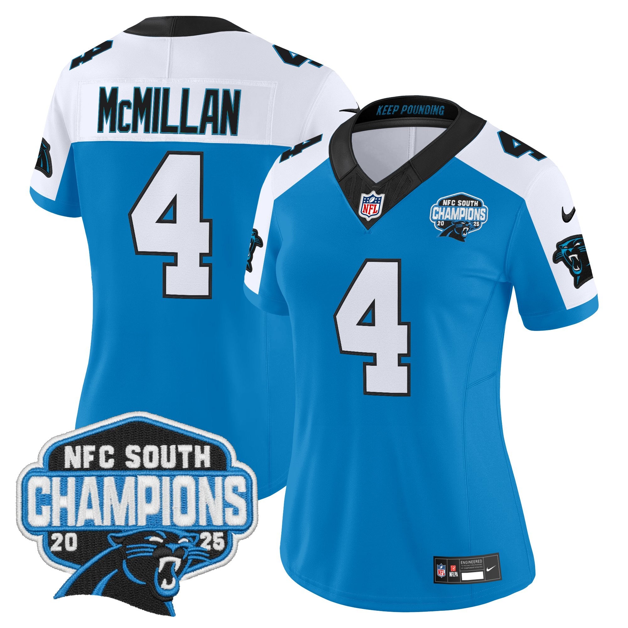 Women's Carolina Panthers 2025 NFC South Division Champions Vapor Limited Jersey - All Stitched