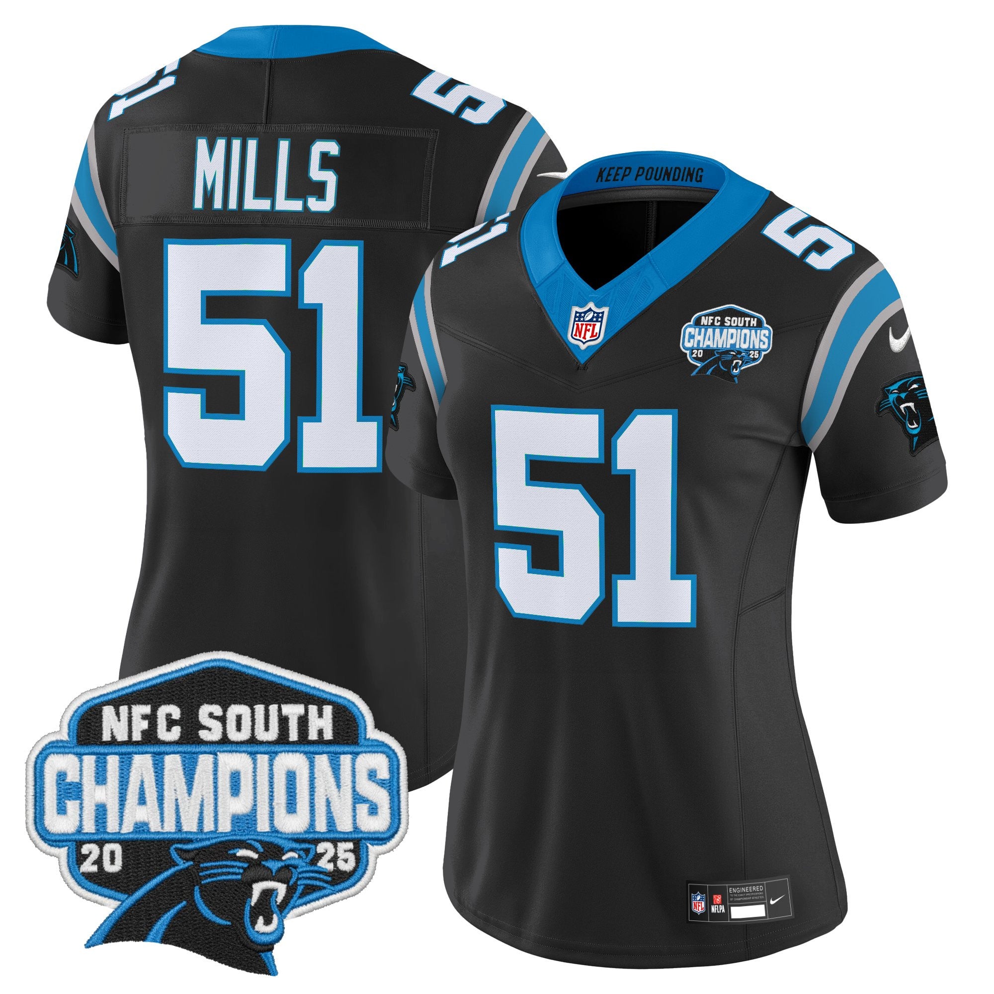 Women's Carolina Panthers 2025 NFC South Division Champions Vapor Limited Jersey - All Stitched