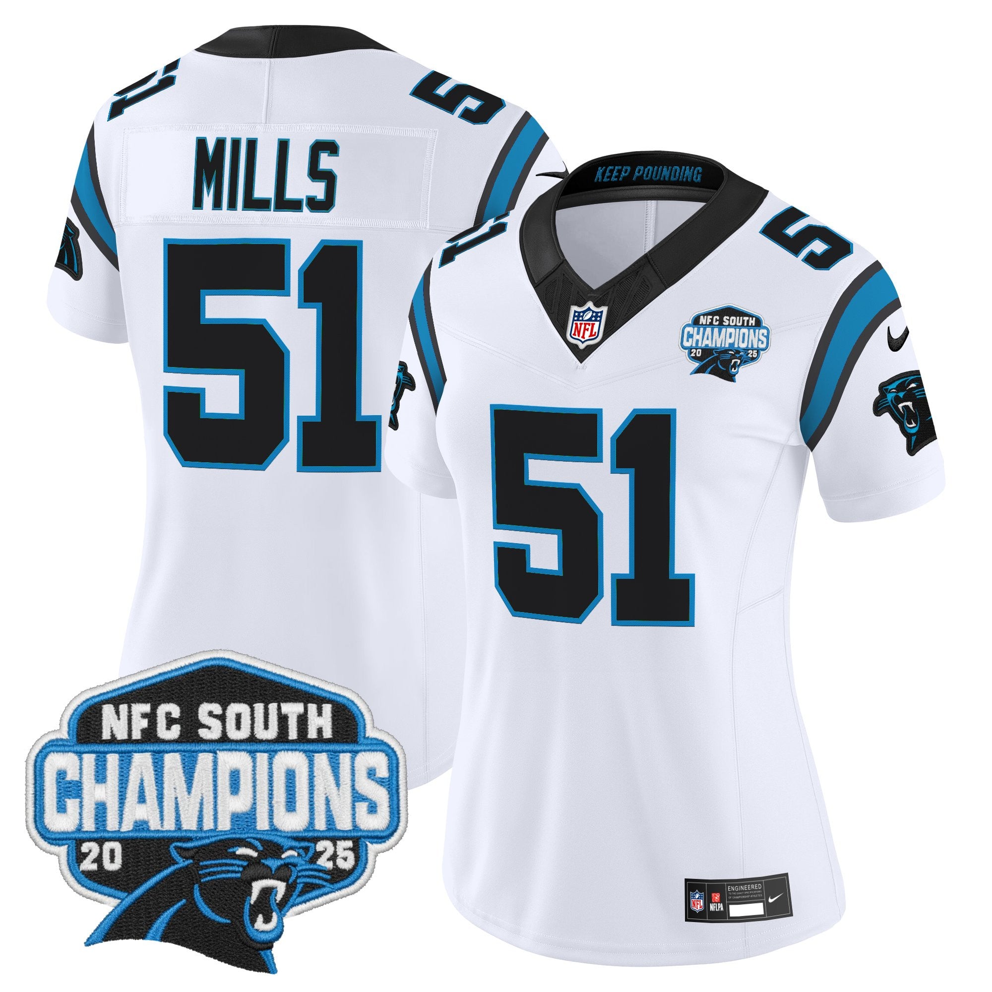 Women's Carolina Panthers 2025 NFC South Division Champions Vapor Limited Jersey - All Stitched