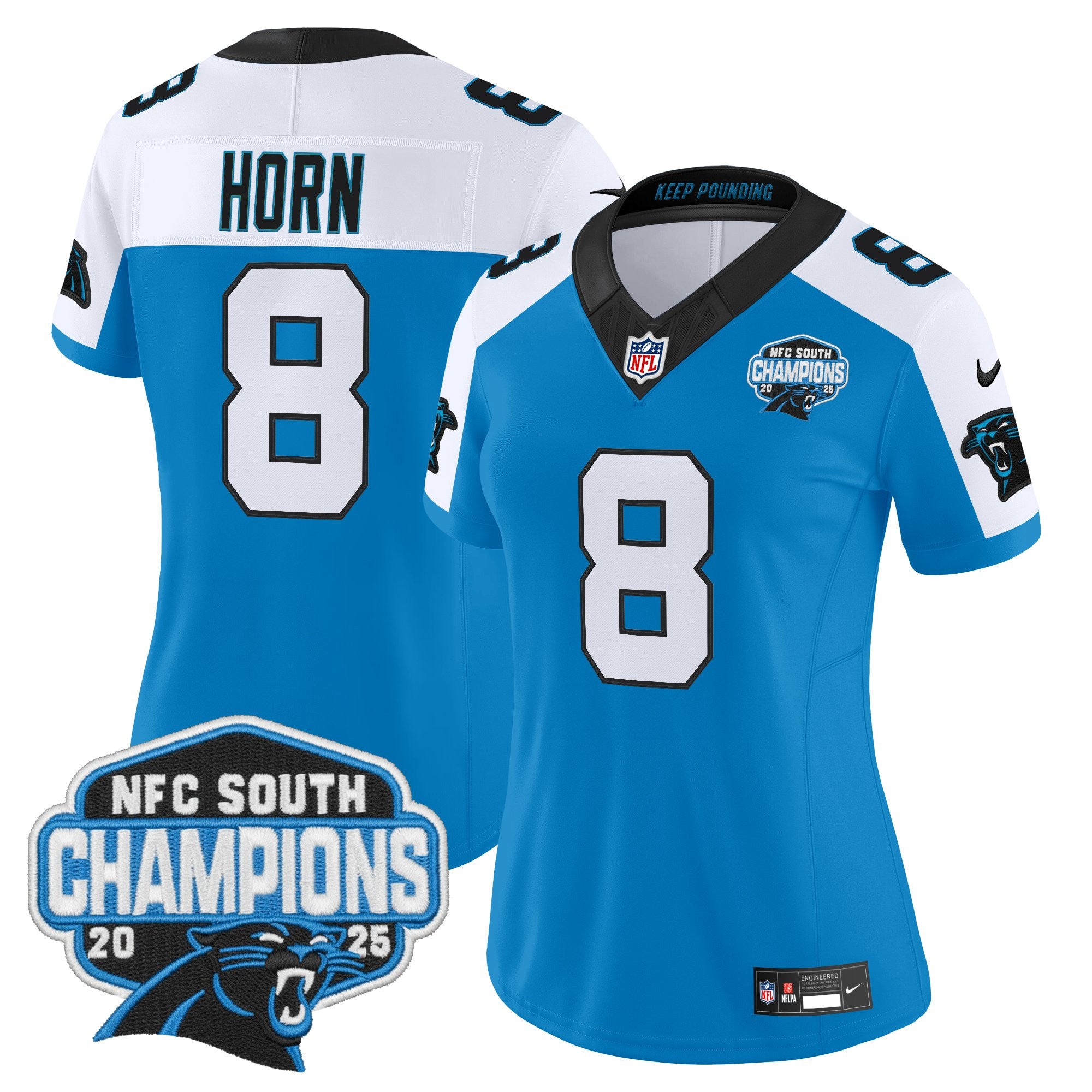 Women's Carolina Panthers 2025 NFC South Division Champions Vapor Limited Jersey - All Stitched