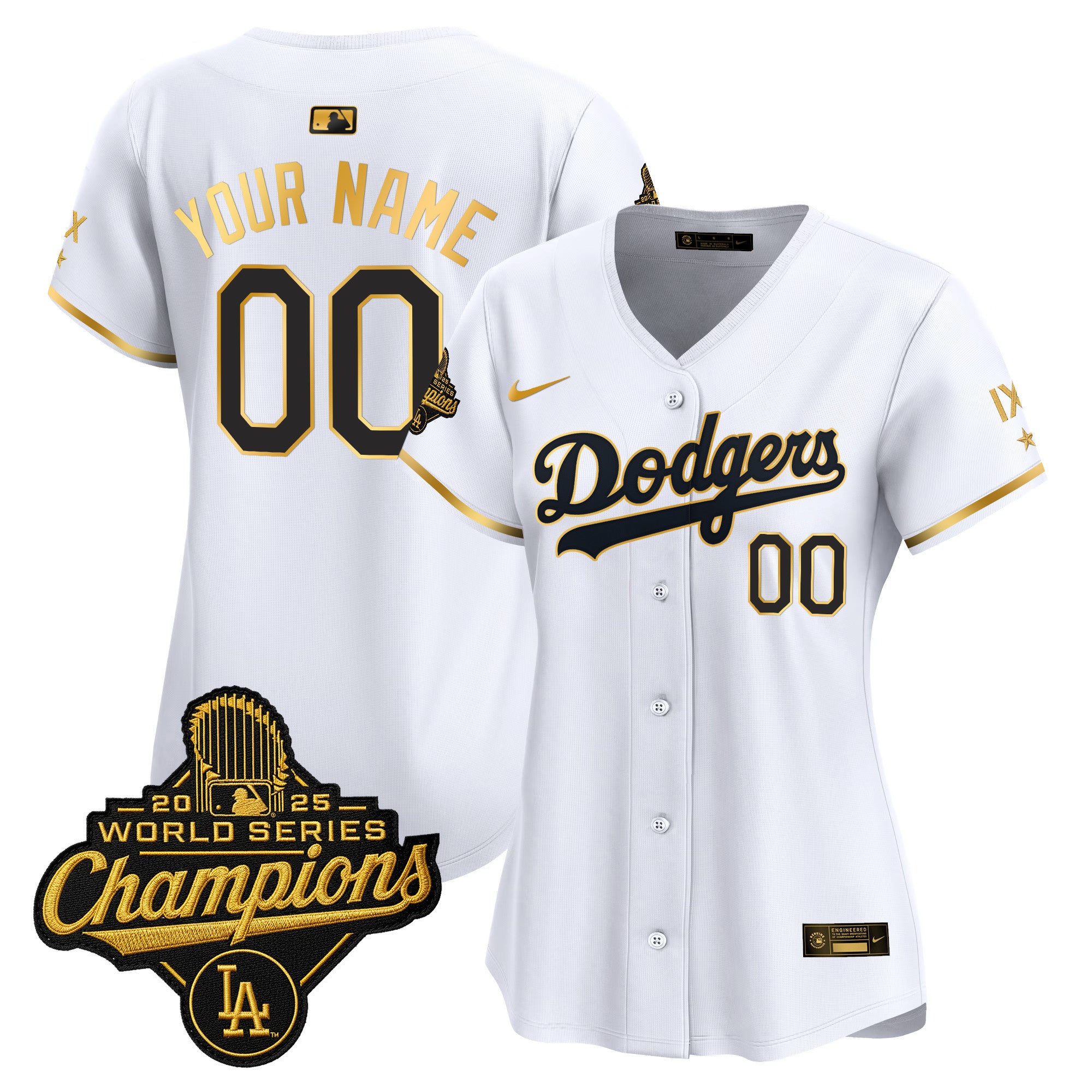 Los Angeles Dodgers 9-Time Champions Gold Trim Vapor Premier Limited Custom Jersey - All Stitched