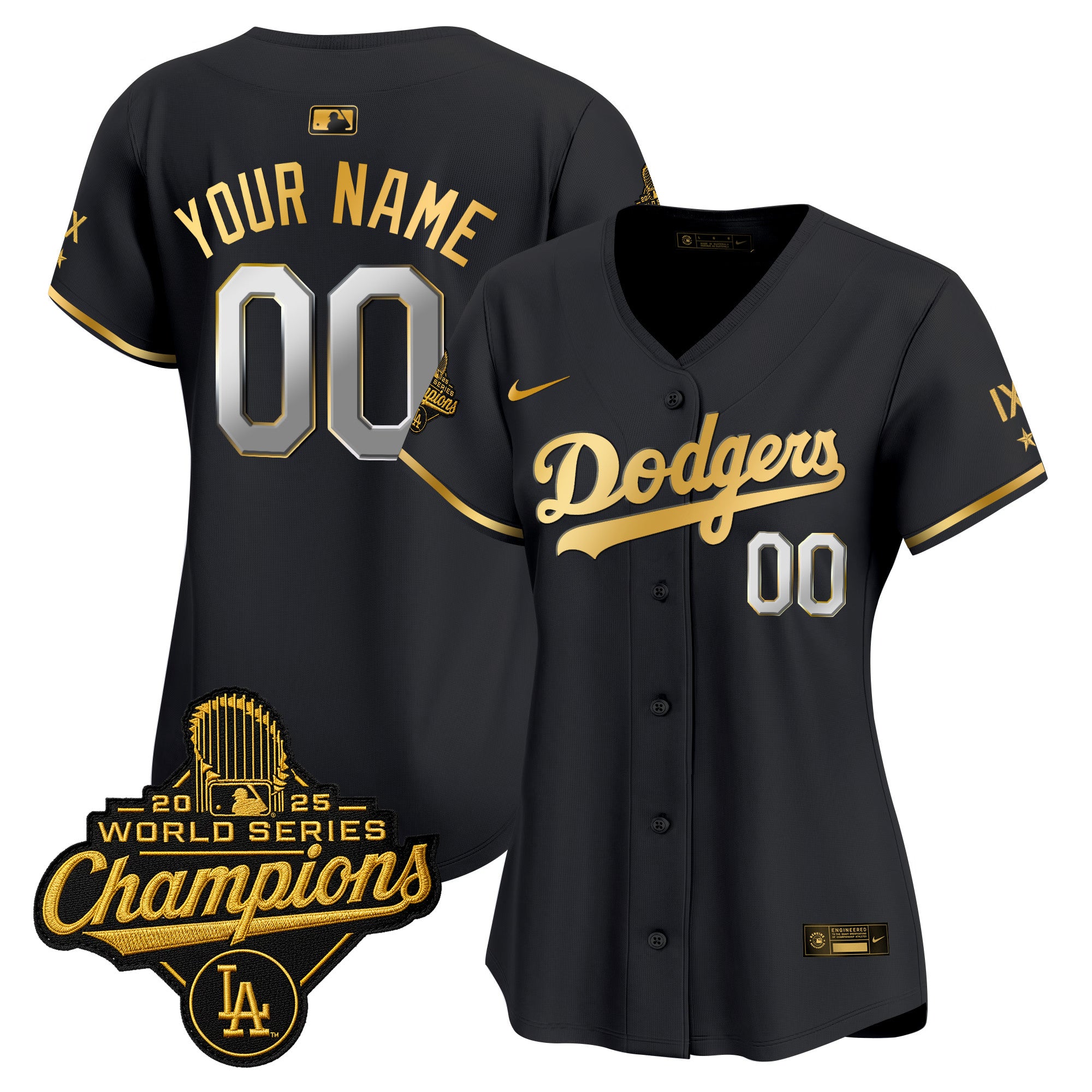 Los Angeles Dodgers 9-Time Champions Gold Trim Vapor Premier Limited Custom Jersey - All Stitched
