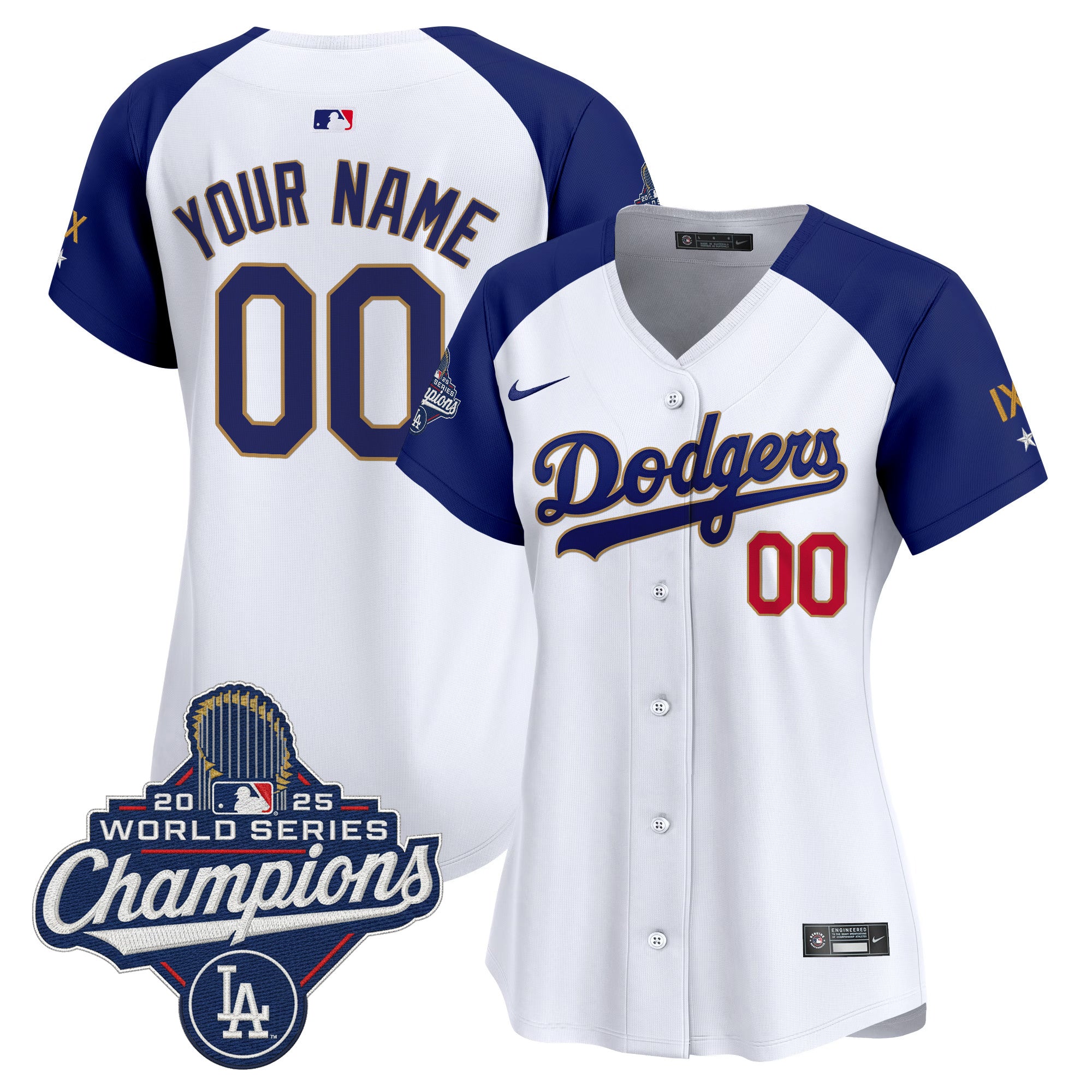 Los Angeles Dodgers 9-Time Champions Gold Trim Vapor Premier Limited Custom Jersey - All Stitched