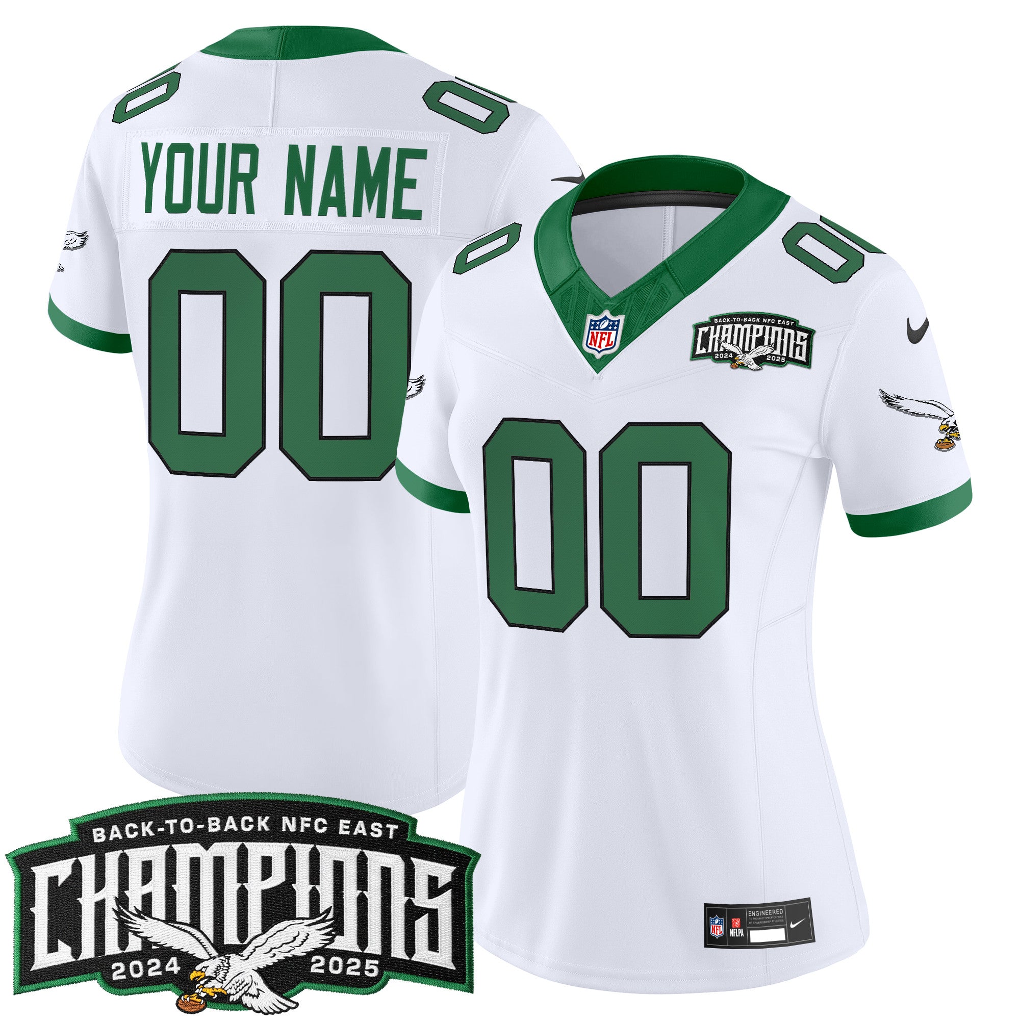 Philadelphia Eagles Back-To-Back 2024-2025 NFC East Division Champions Vapor Limited Custom Jersey - All Stitched