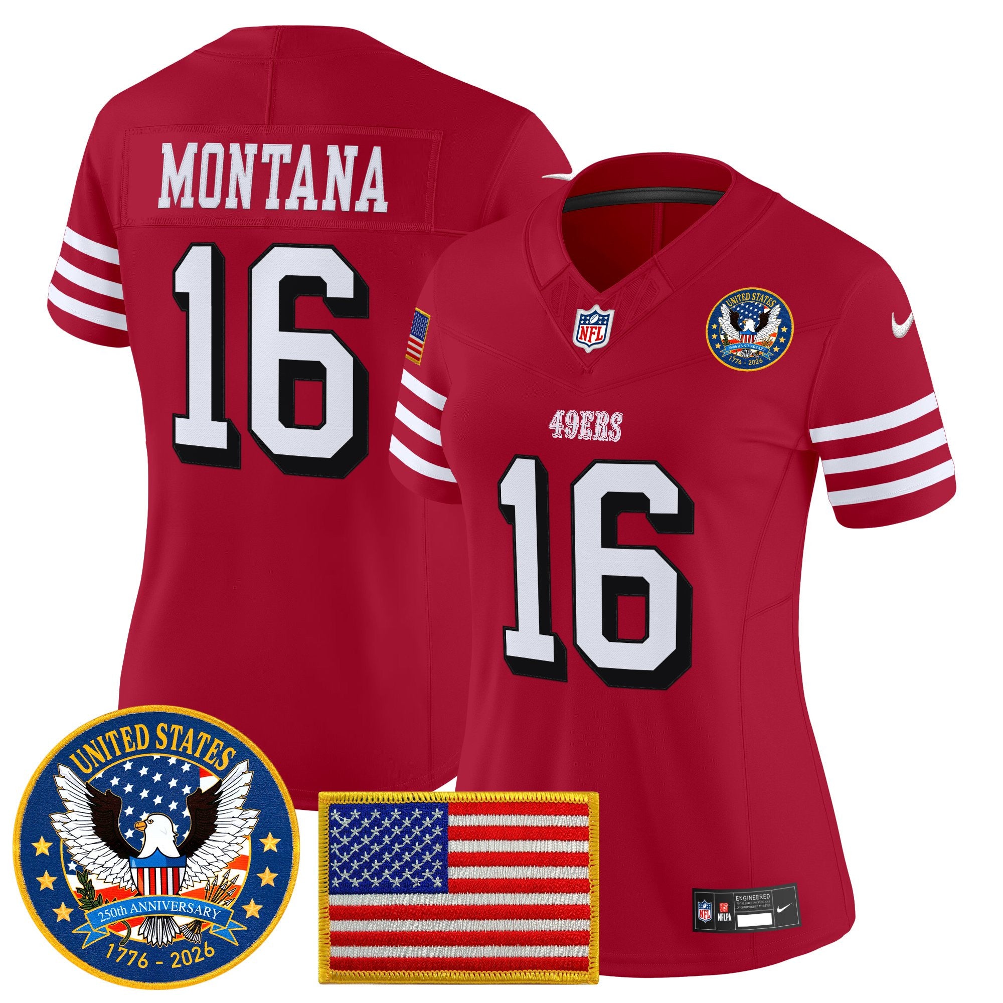 Women's San Francisco 49ers "United States 250th Anniversary Patch" Vapor Limited Jersey - All Stitched
