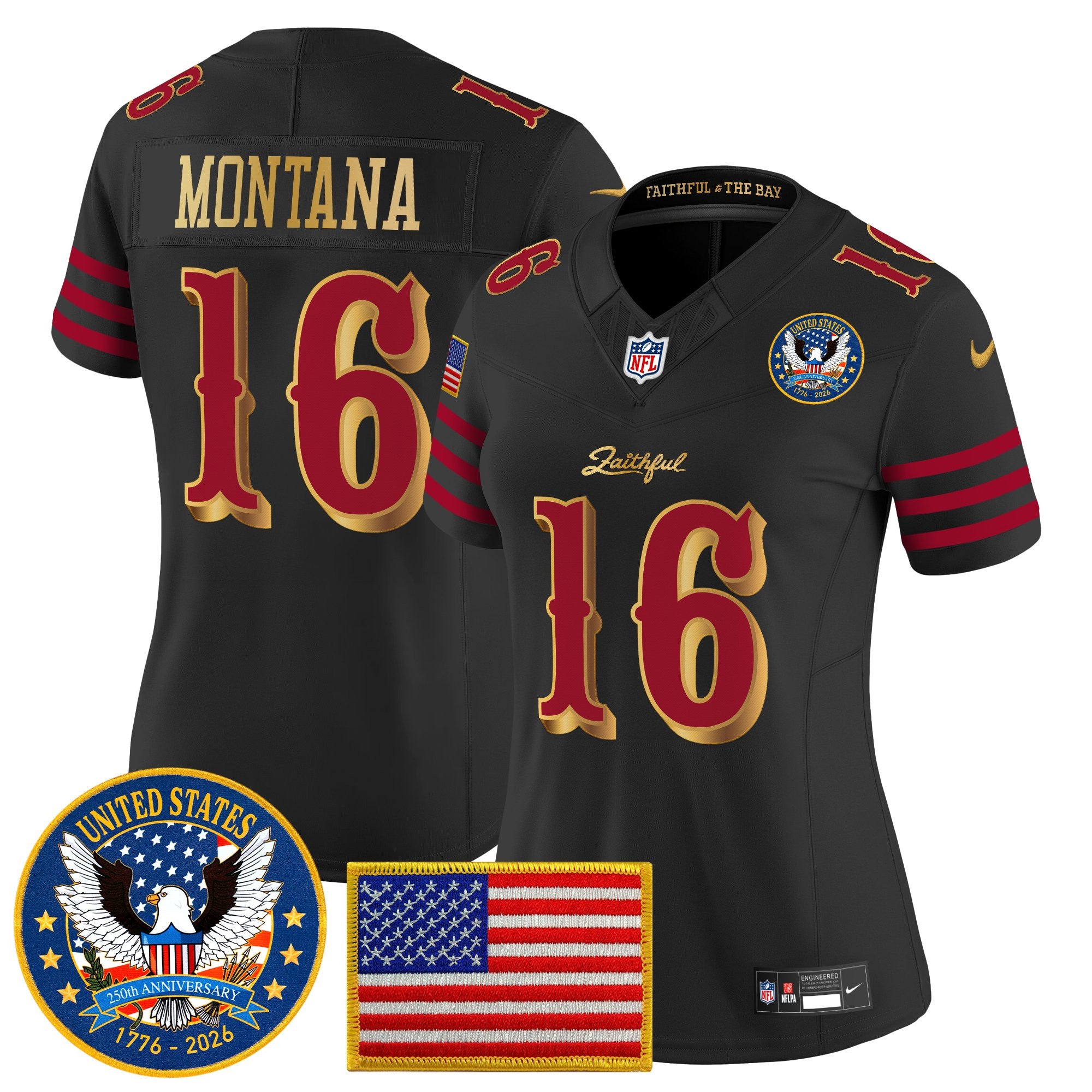 Women's San Francisco 49ers "United States 250th Anniversary Patch" Vapor Limited Jersey - All Stitched