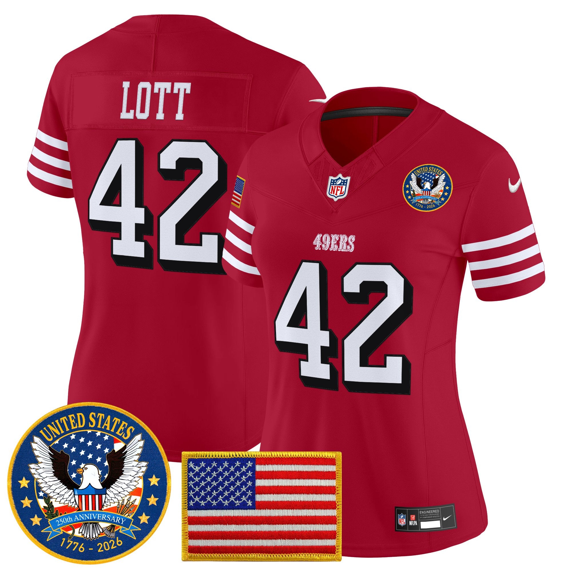 Women's San Francisco 49ers "United States 250th Anniversary Patch" Vapor Limited Jersey - All Stitched