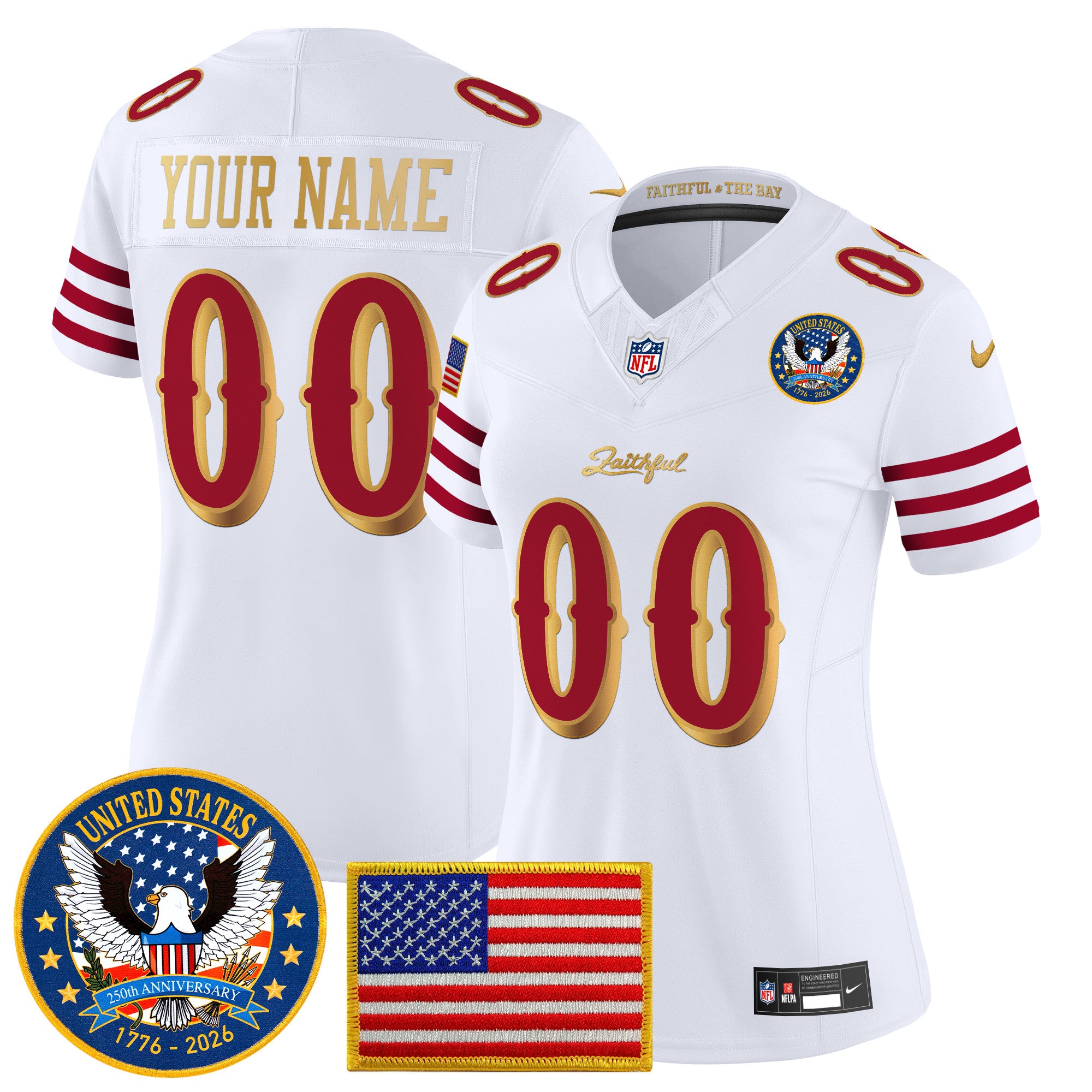 San Francisco 49ers "United States 250th Anniversary Patch" Vapor Limited Custom Jersey - All Stitched