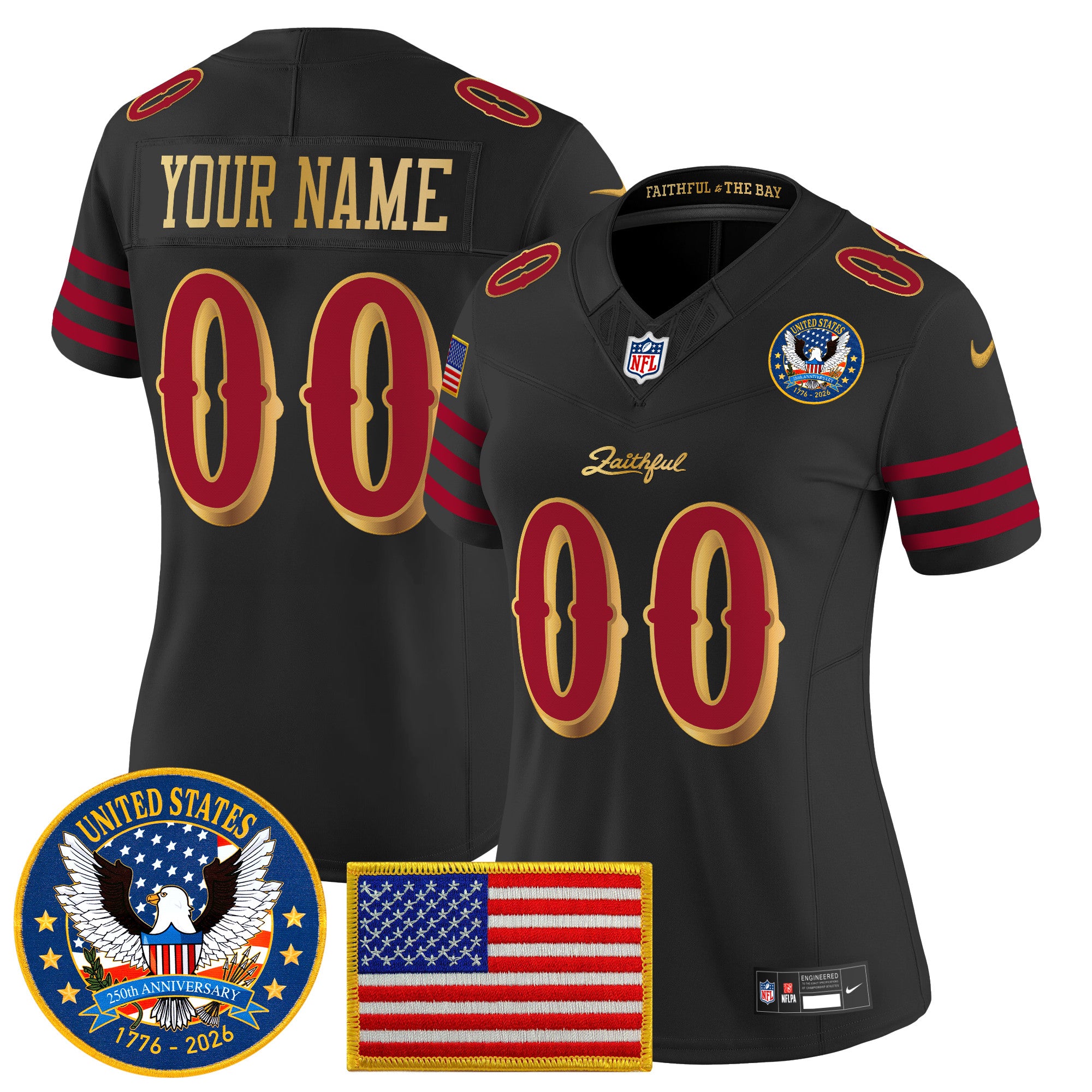 San Francisco 49ers "United States 250th Anniversary Patch" Vapor Limited Custom Jersey - All Stitched
