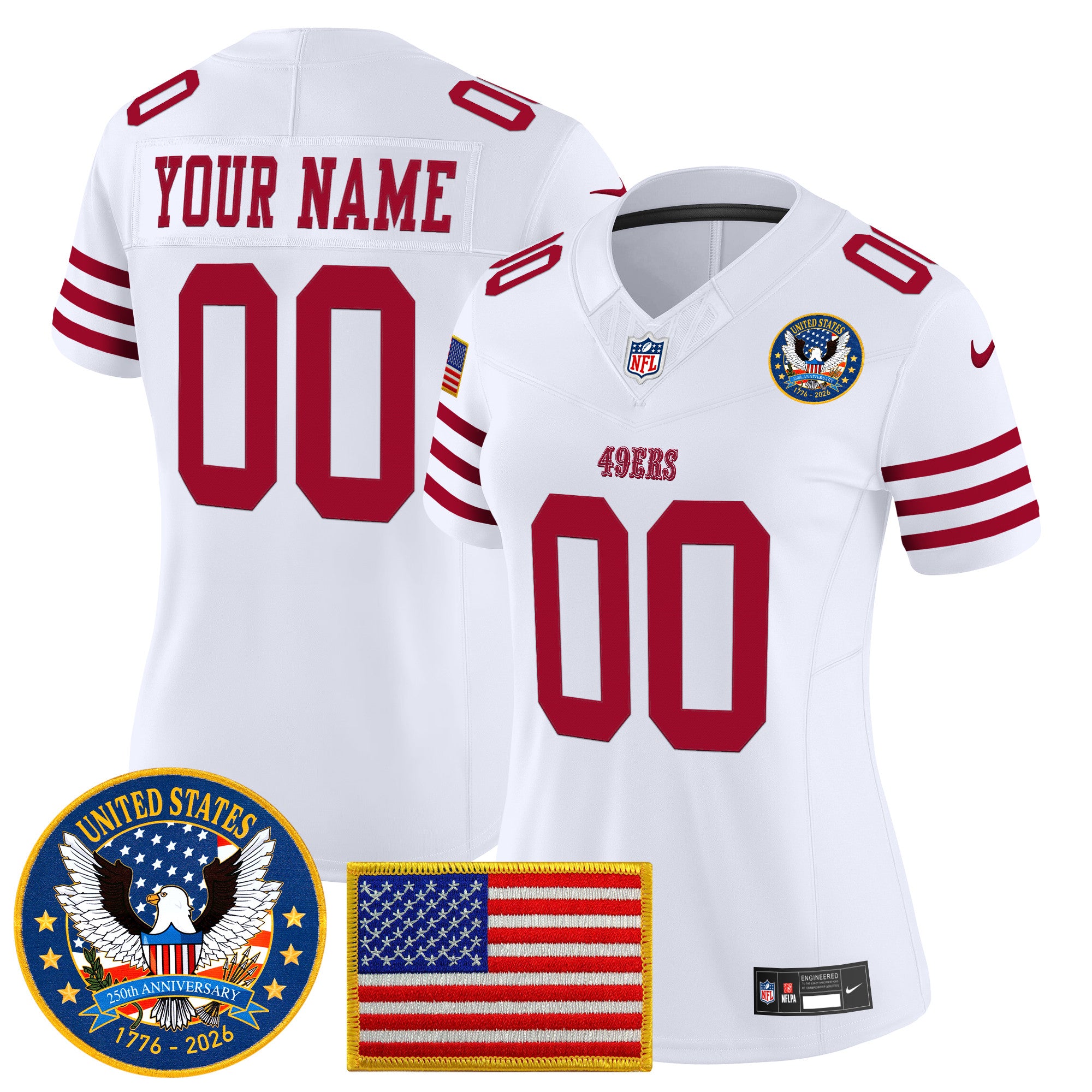 San Francisco 49ers "United States 250th Anniversary Patch" Vapor Limited Custom Jersey - All Stitched