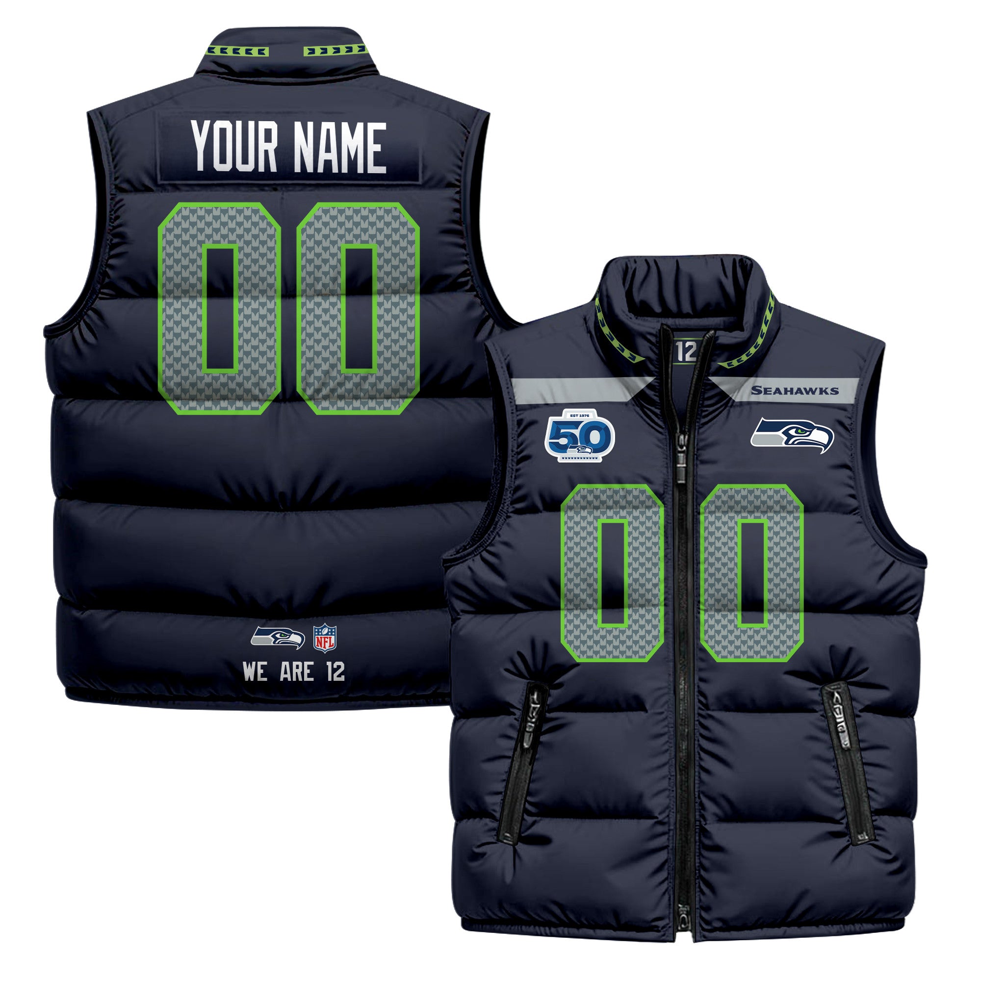 Seattle Seahawks 2026 Custom Puffer Vest