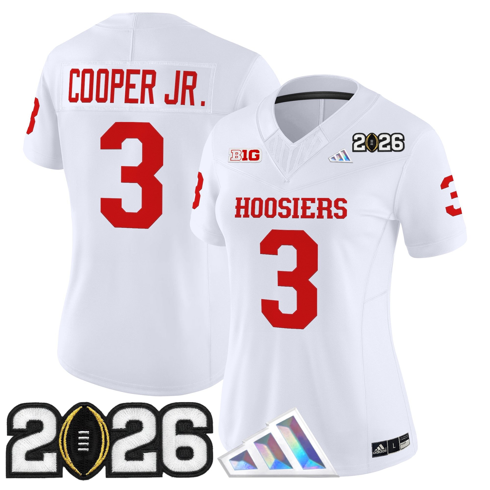 Women's Indiana Hoosiers 2026 CFP Final Patch Vapor Limited Jersey V4 - All Stitched