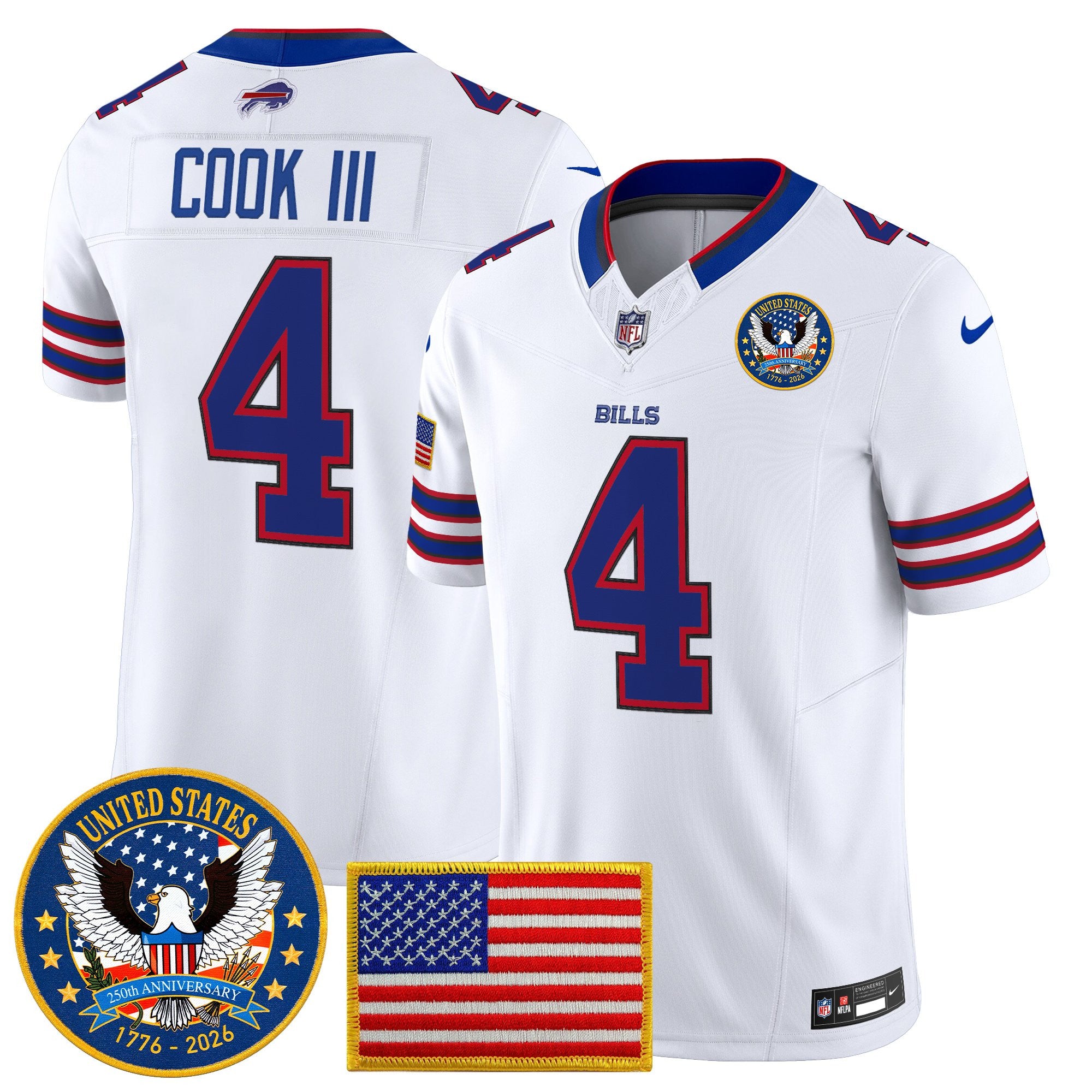 Men's Buffalo Bills "United States 250th Anniversary Patch" Vapor Limited Jersey - All Stitched