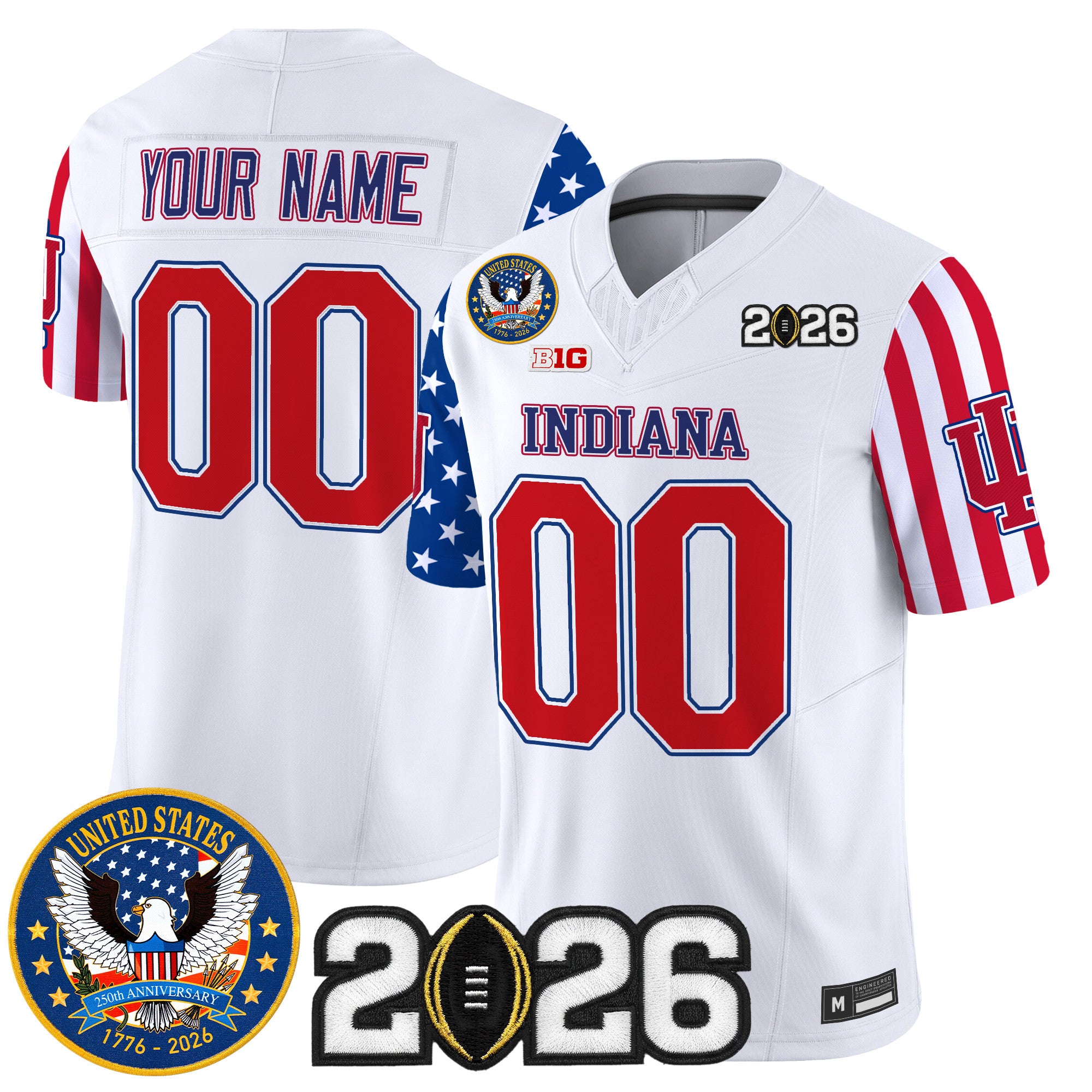Indiana Hoosiers "America250 Edition" Vapor Limited Custom Jersey - 2026 CFP Final Patch - All Stitched