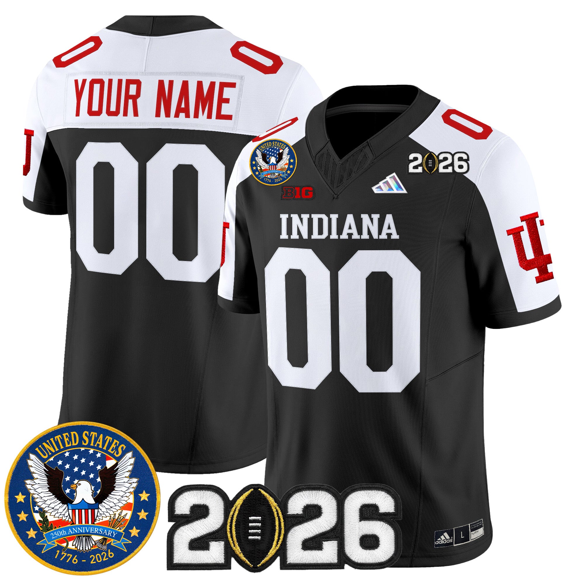 Indiana Hoosiers "United States 250th Anniversary Patch" Vapor Limited Custom Jersey V2 - All Stitched
