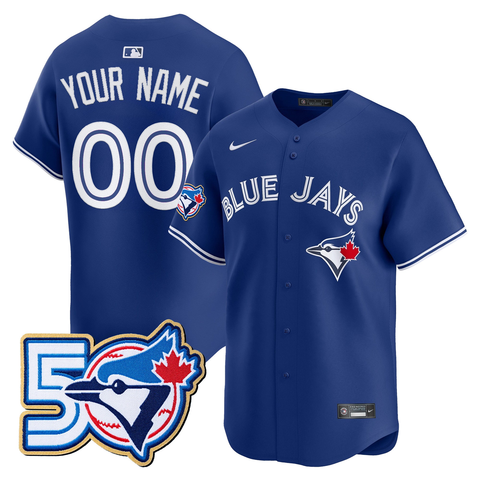 Toronto Blue Jays 50 Seasons Patch Vapor Premier Limited Custom Jersey - All Stitched