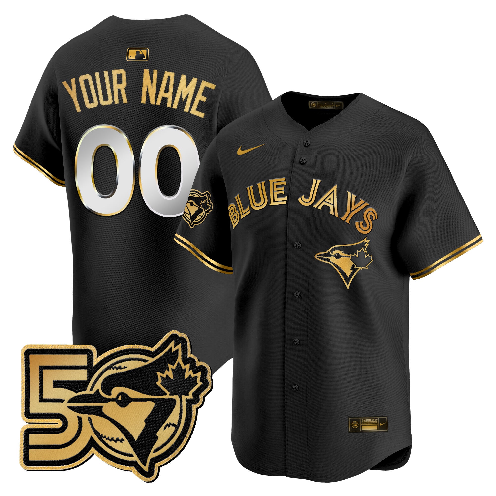 Toronto Blue Jays 50 Seasons Patch Vapor Premier Limited Custom Jersey - All Stitched