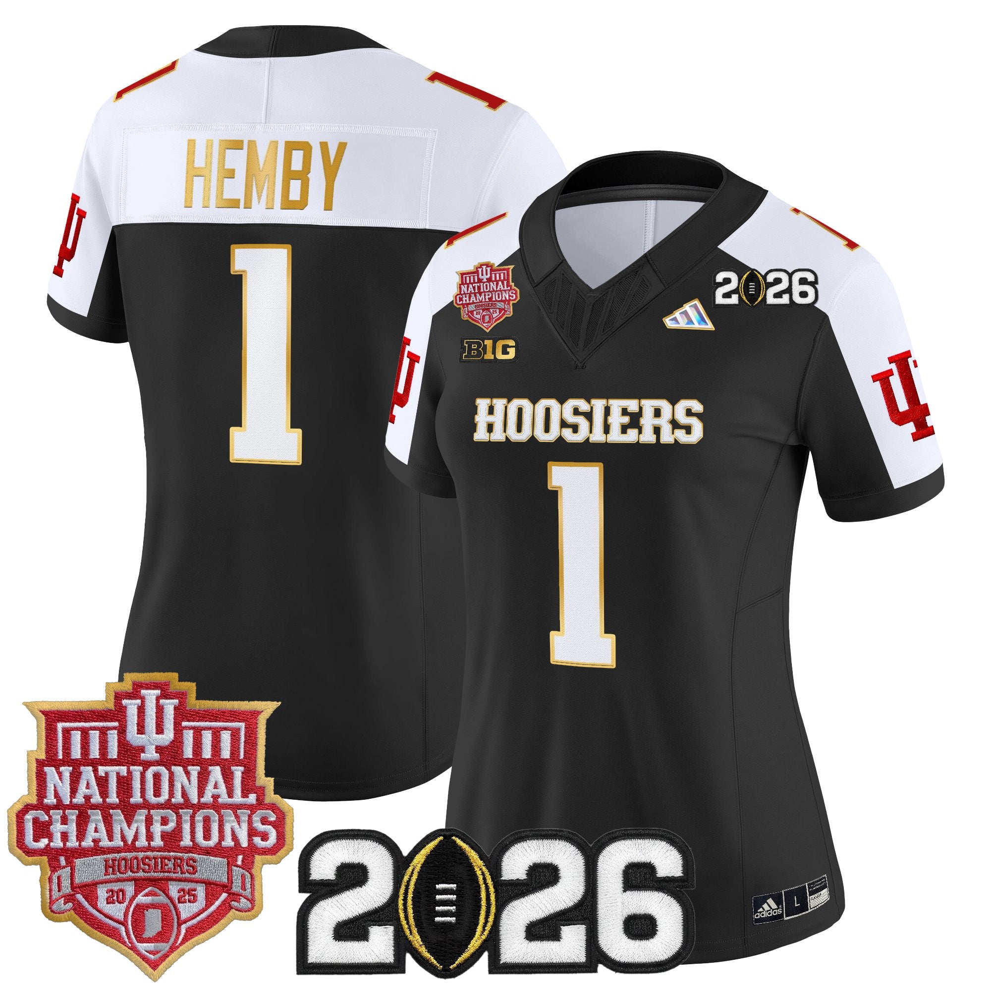Women's Indiana Hoosiers 2025 National Champions & 2026 CFP Final Patch Gold Trim Vapor Limited Jersey - All Stitched
