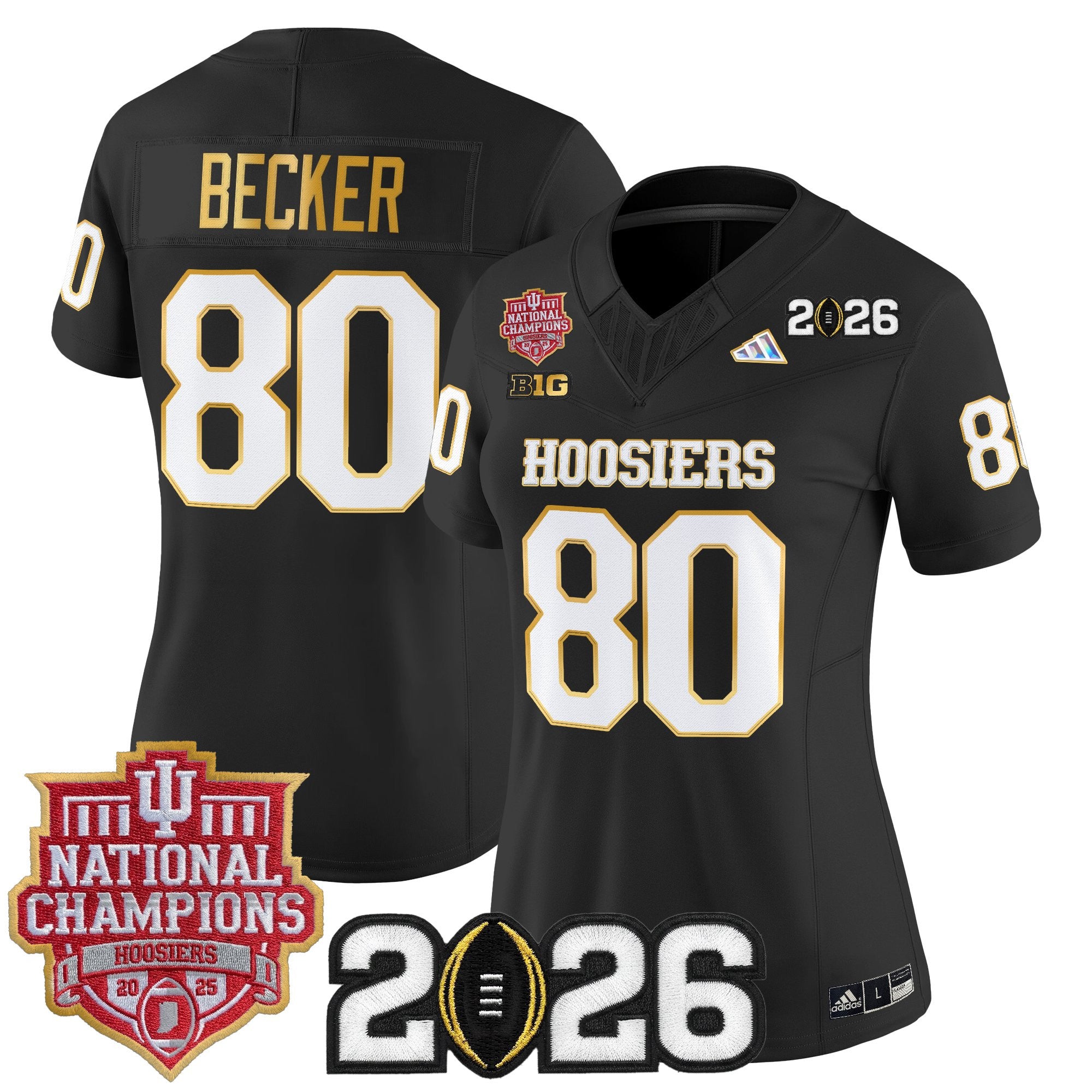 Women's Indiana Hoosiers 2025 National Champions & 2026 CFP Final Patch Gold Trim Vapor Limited Jersey - All Stitched