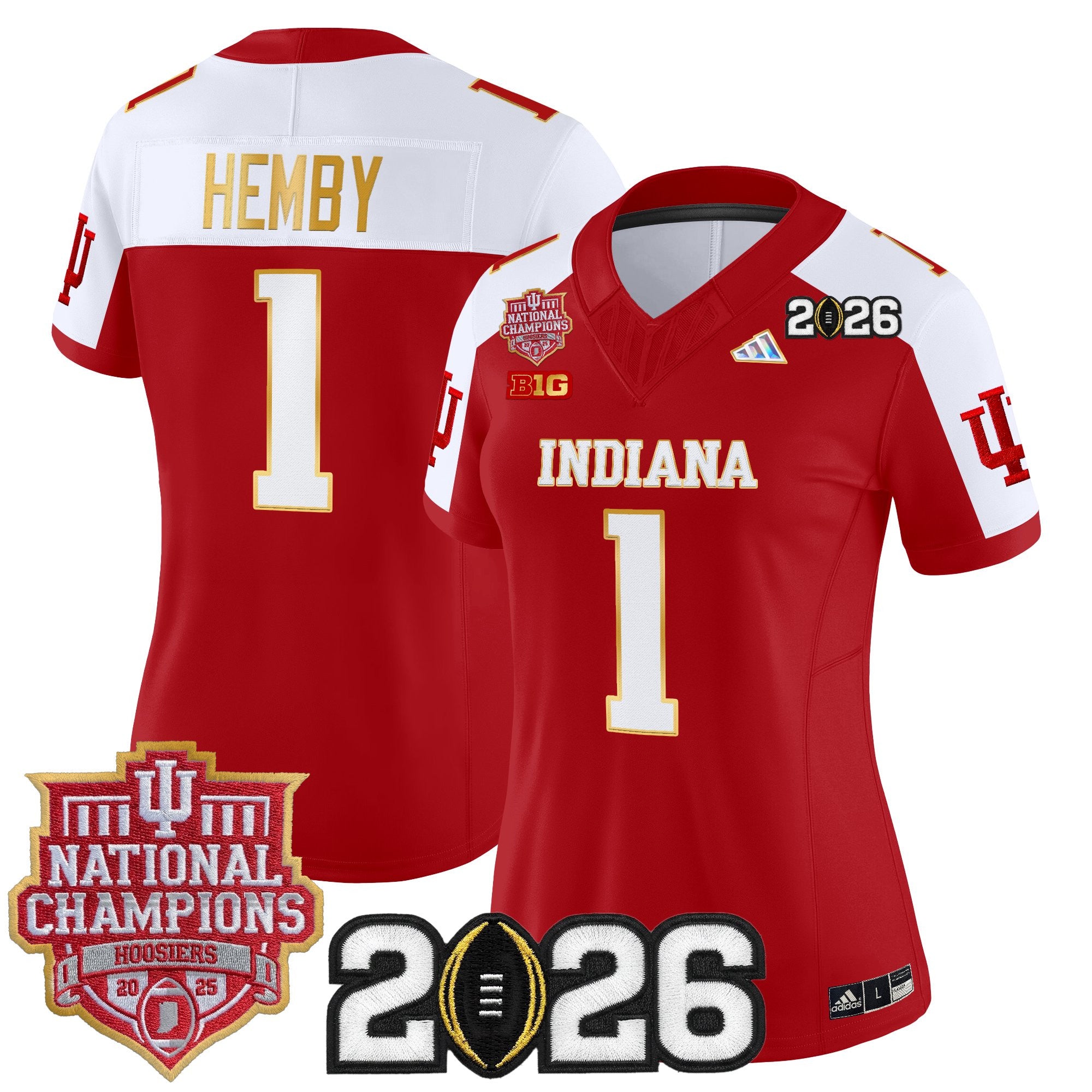 Women's Indiana Hoosiers 2025 National Champions & 2026 CFP Final Patch Gold Trim Vapor Limited Jersey - All Stitched