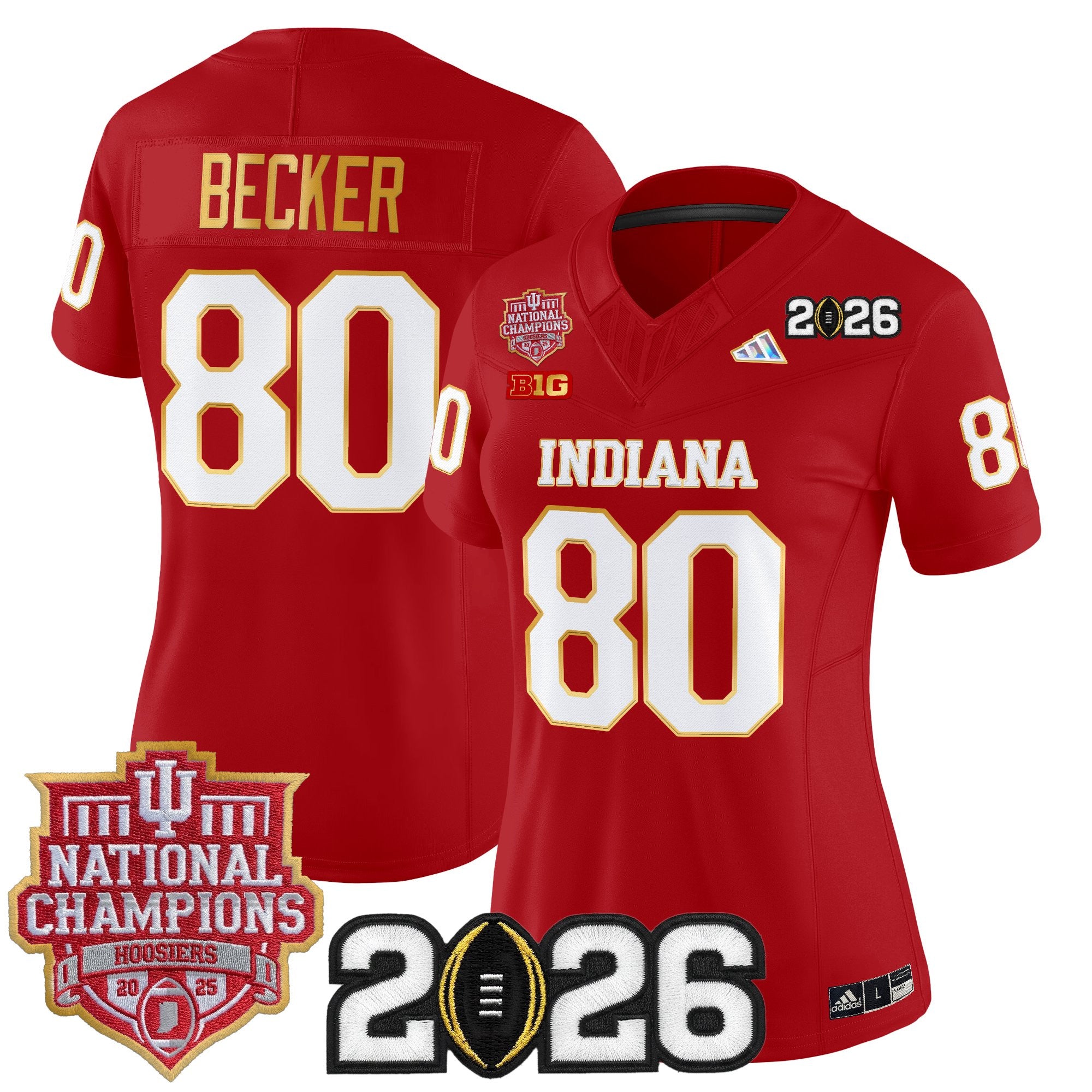 Women's Indiana Hoosiers 2025 National Champions & 2026 CFP Final Patch Gold Trim Vapor Limited Jersey - All Stitched