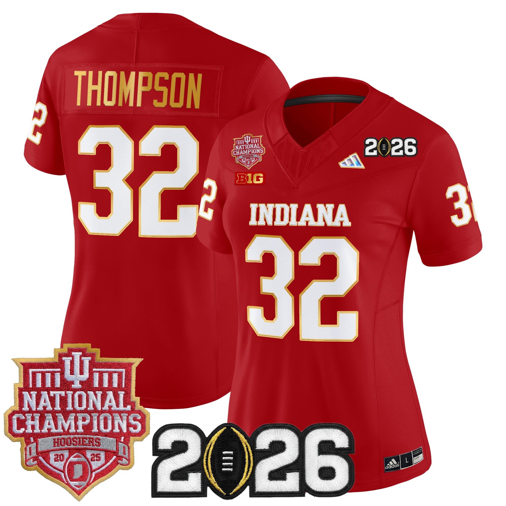 Women's Indiana Hoosiers 2025 National Champions & 2026 CFP Final Patch Gold Trim Vapor Limited Jersey - All Stitched