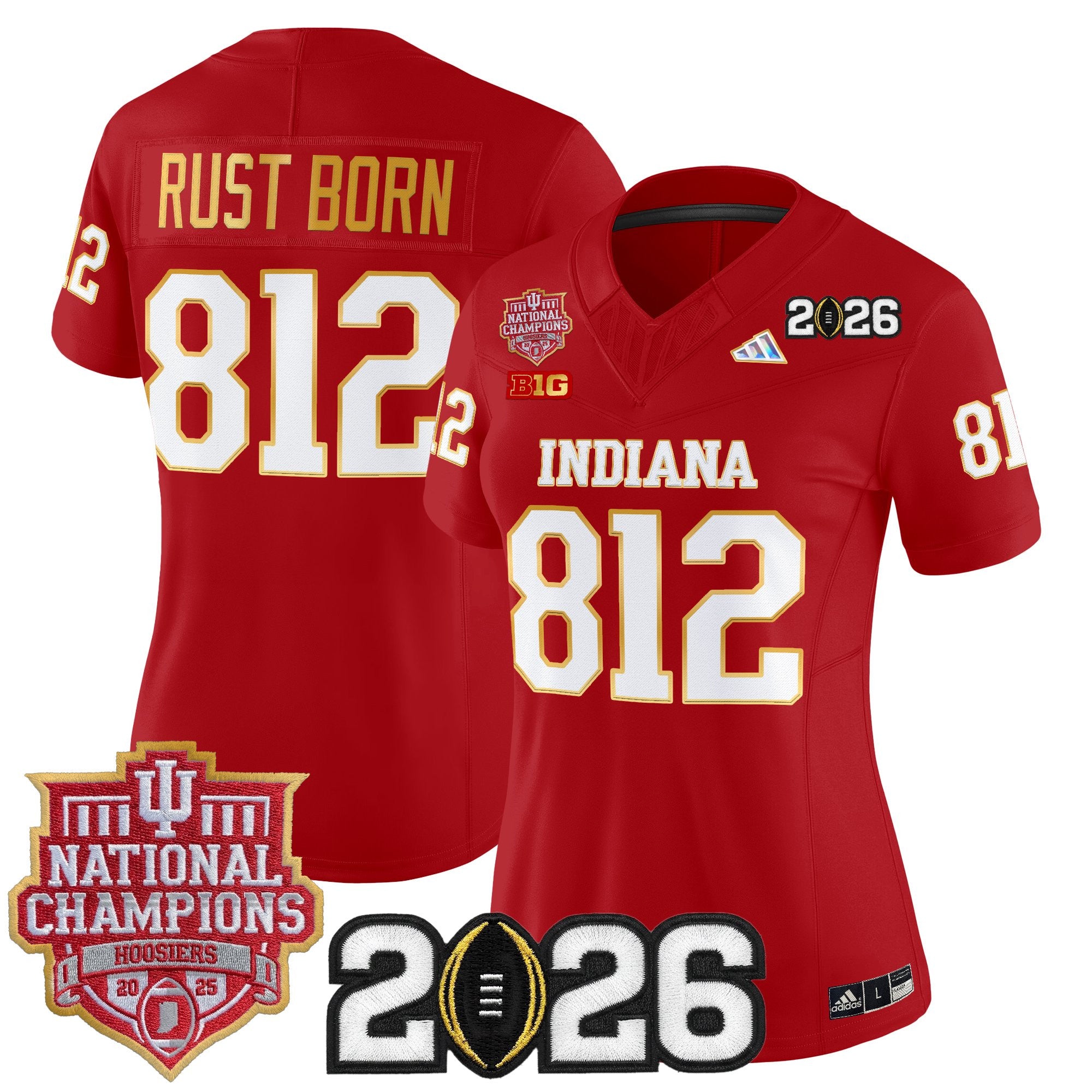 Women's Indiana Hoosiers 2025 National Champions & 2026 CFP Final Patch Gold Trim Vapor Limited Jersey - All Stitched
