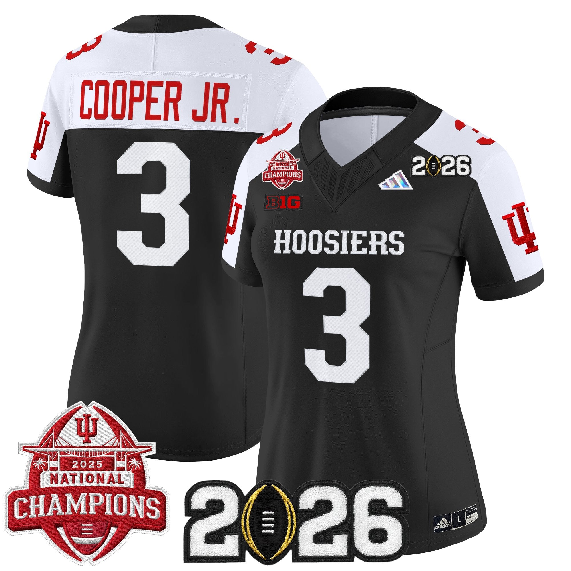 Women's Indiana Hoosiers 2025 National Champions & 2026 CFP Final Patch Vapor Limited Jersey V2 - All Stitched