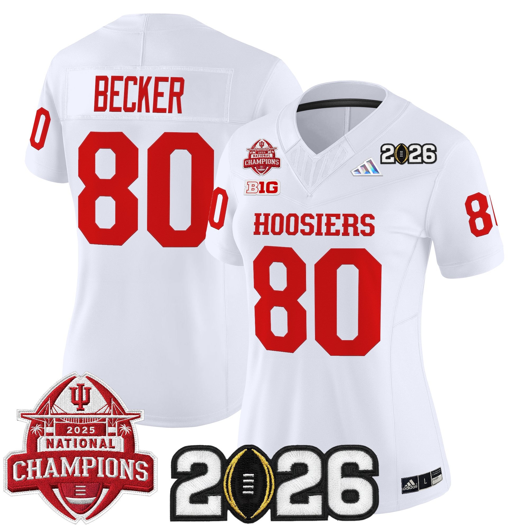 Women's Indiana Hoosiers 2025 National Champions & 2026 CFP Final Patch Vapor Limited Jersey V2 - All Stitched