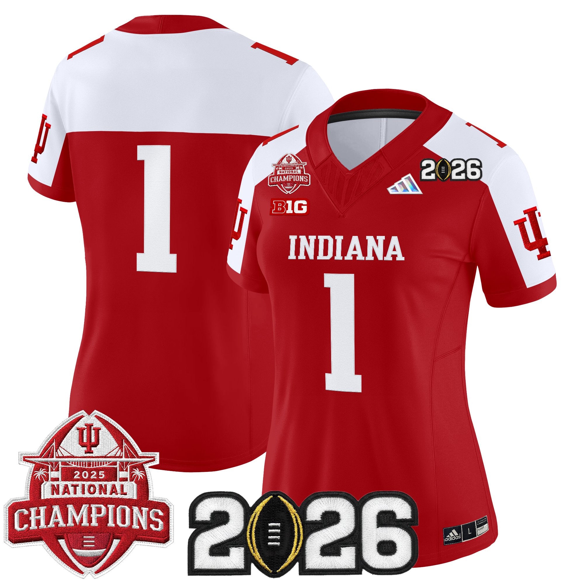 Women's Indiana Hoosiers 2025 National Champions & 2026 CFP Final Patch Vapor Limited Jersey V2 - All Stitched