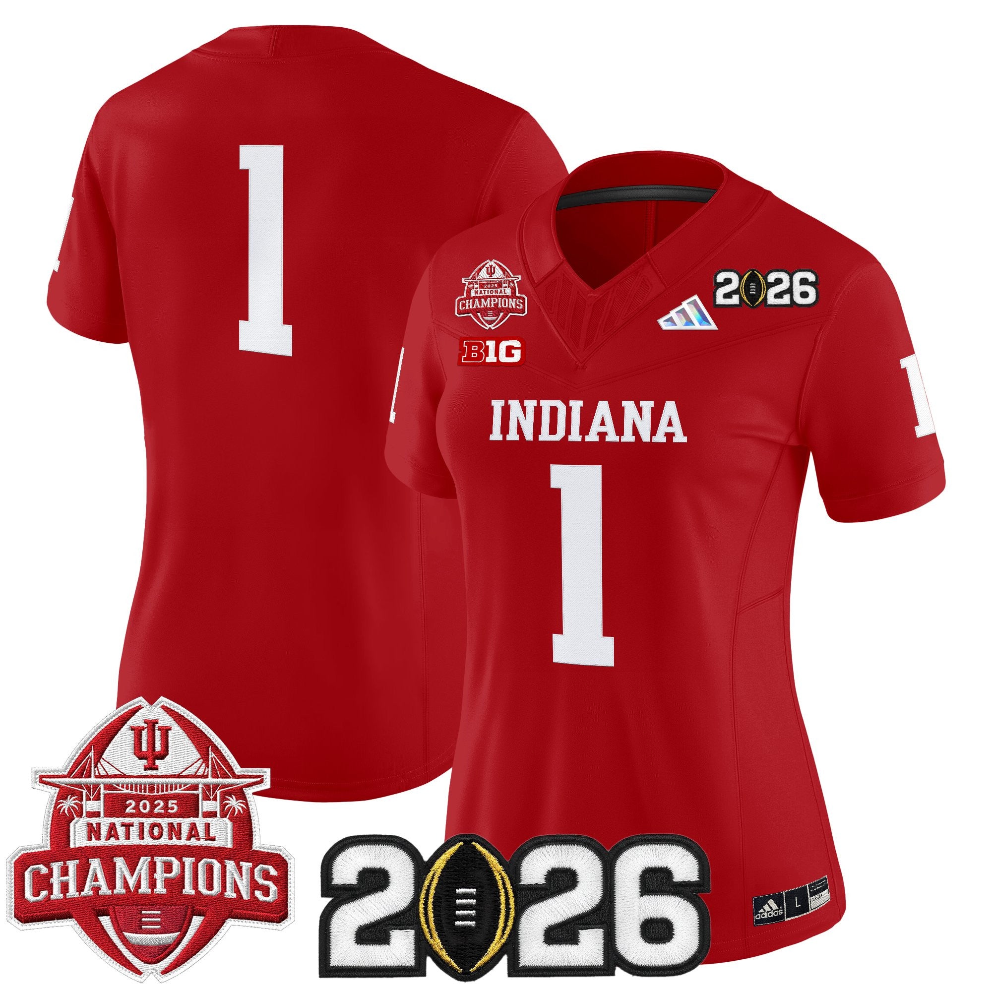 Women's Indiana Hoosiers 2025 National Champions & 2026 CFP Final Patch Vapor Limited Jersey V2 - All Stitched