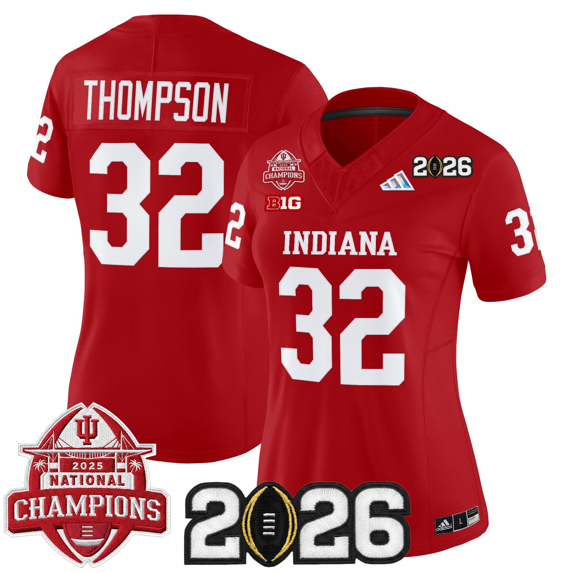 Women's Indiana Hoosiers 2025 National Champions & 2026 CFP Final Patch Vapor Limited Jersey V2 - All Stitched