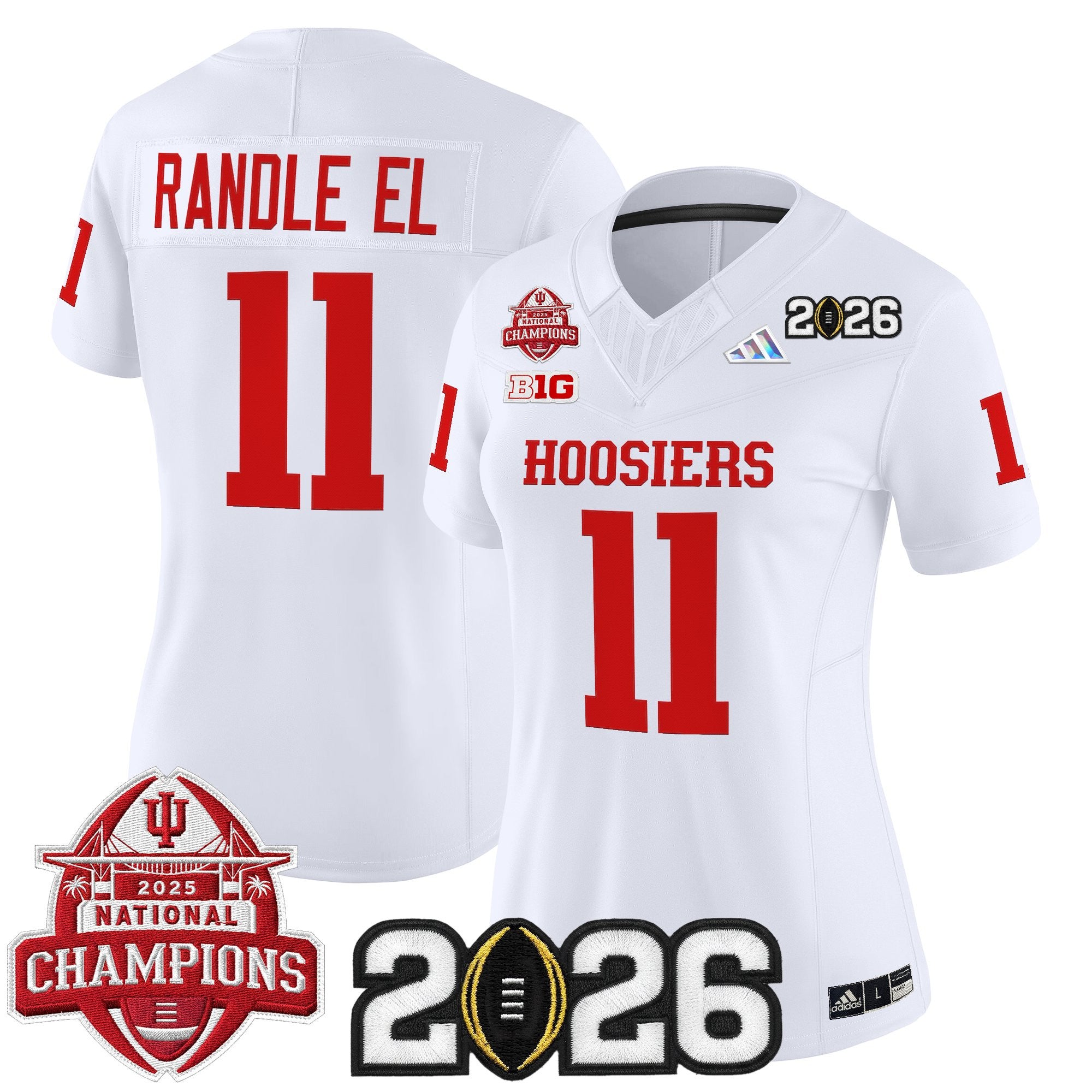 Women's Indiana Hoosiers 2025 National Champions & 2026 CFP Final Patch Vapor Limited Jersey V2 - All Stitched