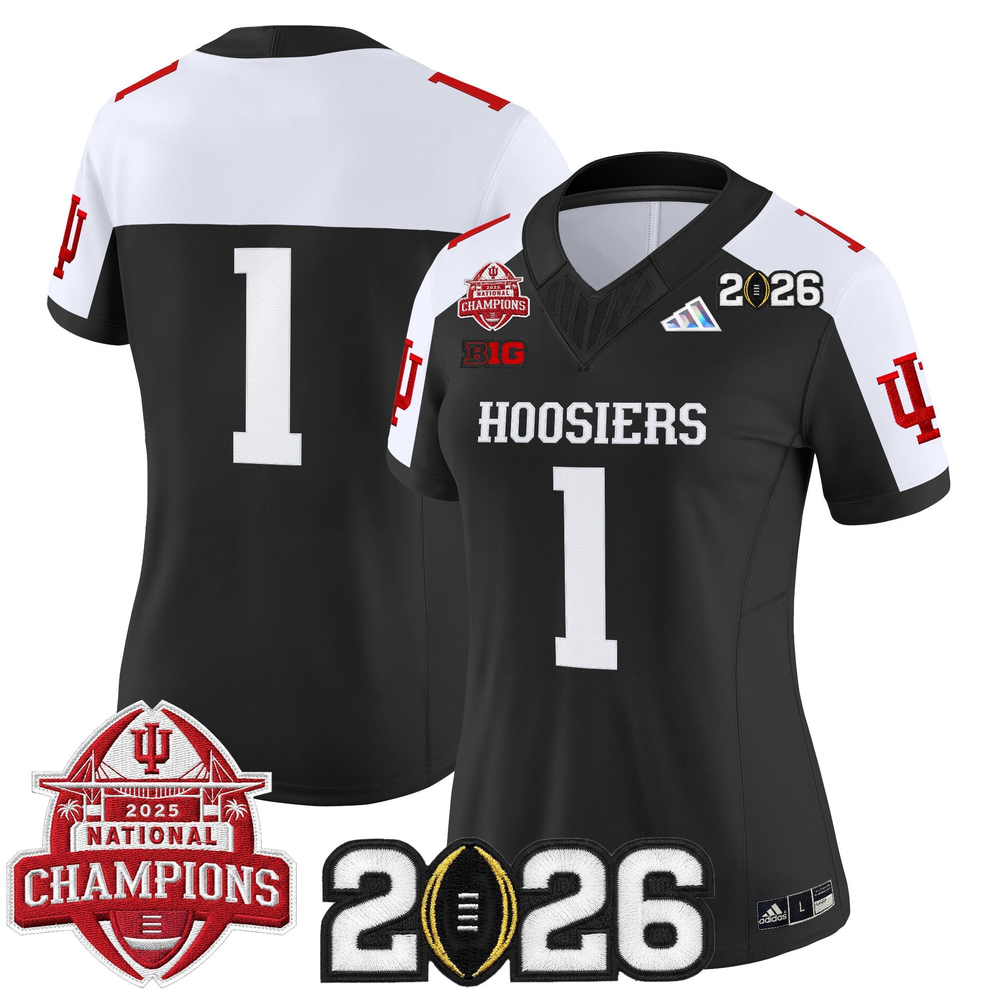 Women's Indiana Hoosiers 2025 National Champions & 2026 CFP Final Patch Vapor Limited Jersey V2 - All Stitched