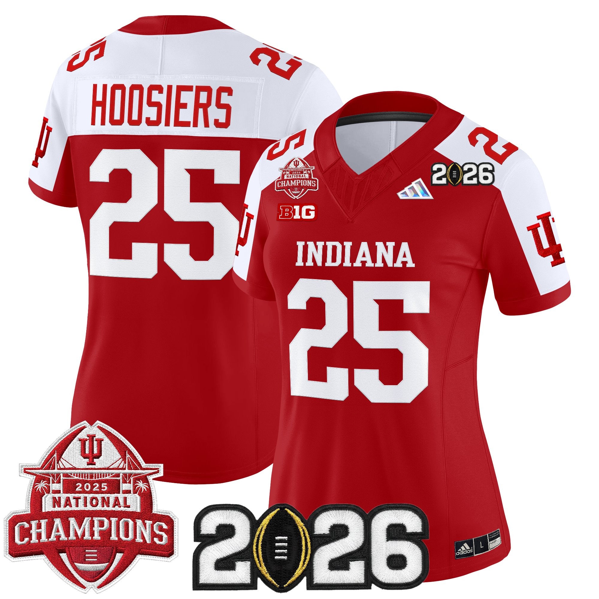Women's Indiana Hoosiers 2025 National Champions & 2026 CFP Final Patch Vapor Limited Jersey V2 - All Stitched
